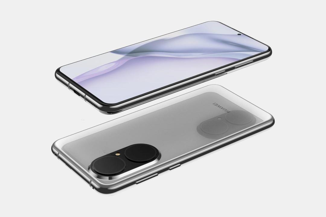رندر فاش شده هواوی پی 50 / Huawei P50 نقره ای از نمای بالا و پایین