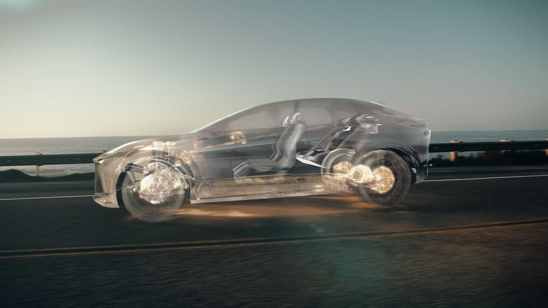 سیستم محرکه خودروی مفهومی و برقی لکسوس / Lexus LF-Z Electrified Concept EV سفید رنگ