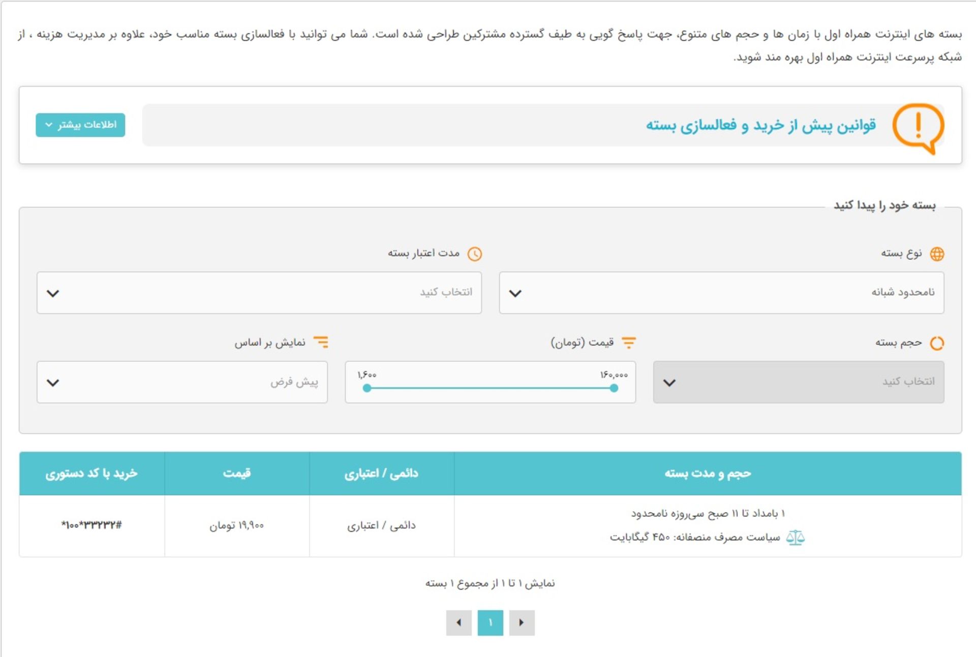 بسته های اینترنت شبانه همراه اول