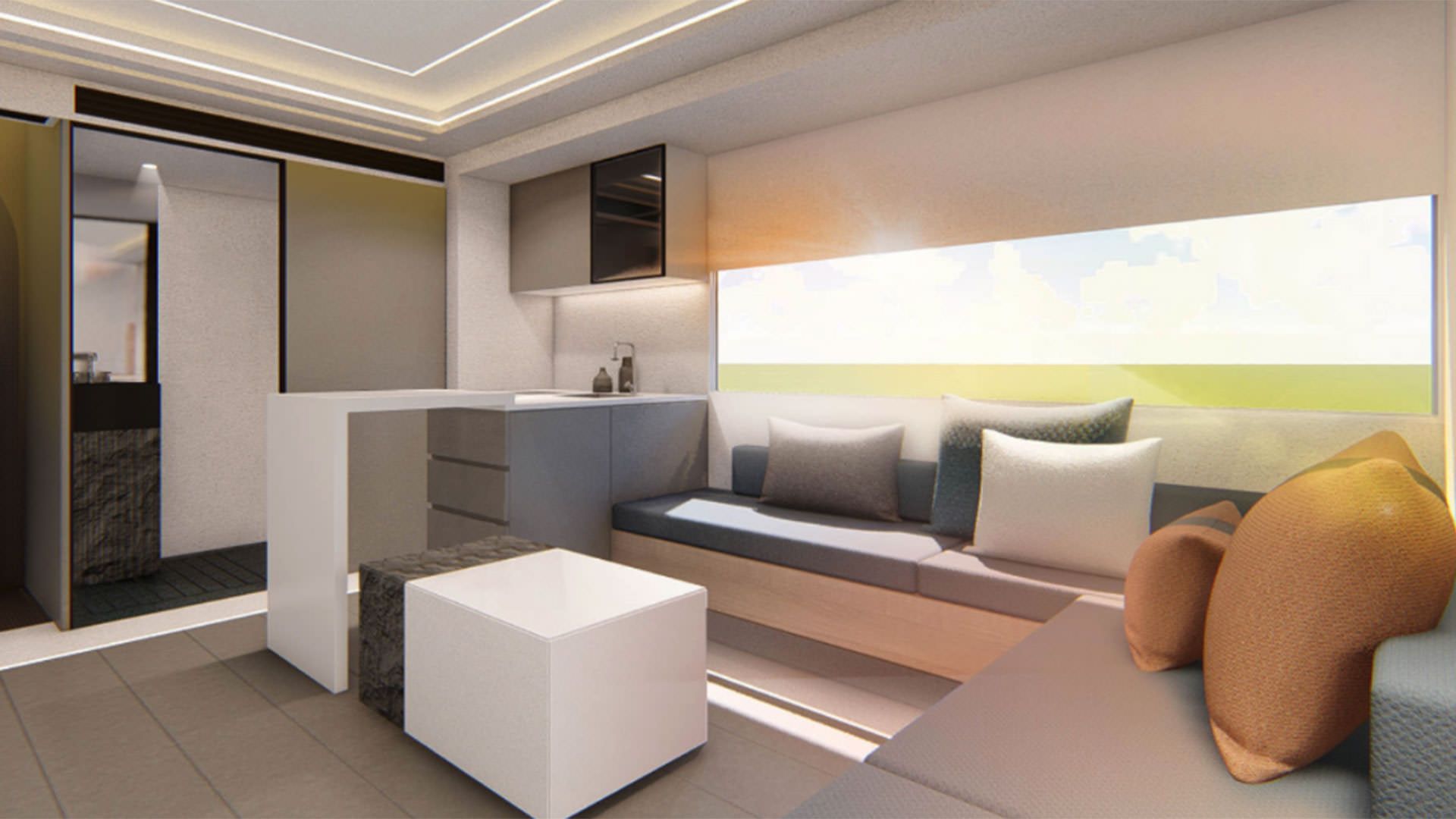 اتاق نشیمن خانه متحرک هوشمند سایک ماکسوس / SAIC Maxus Life Home V90 Villa Edition 