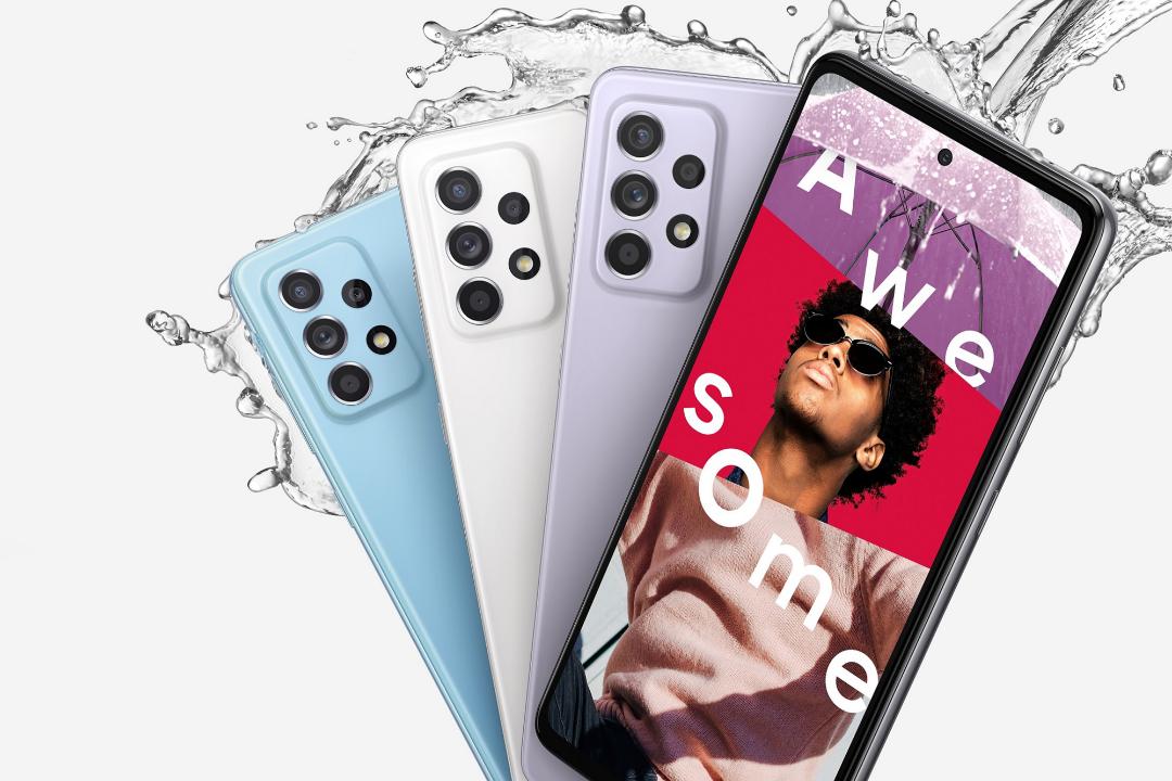 مدل آبی و سفید و بنفش گلکسی ای 52 / Galaxy A52 سامسونگ ضدآب