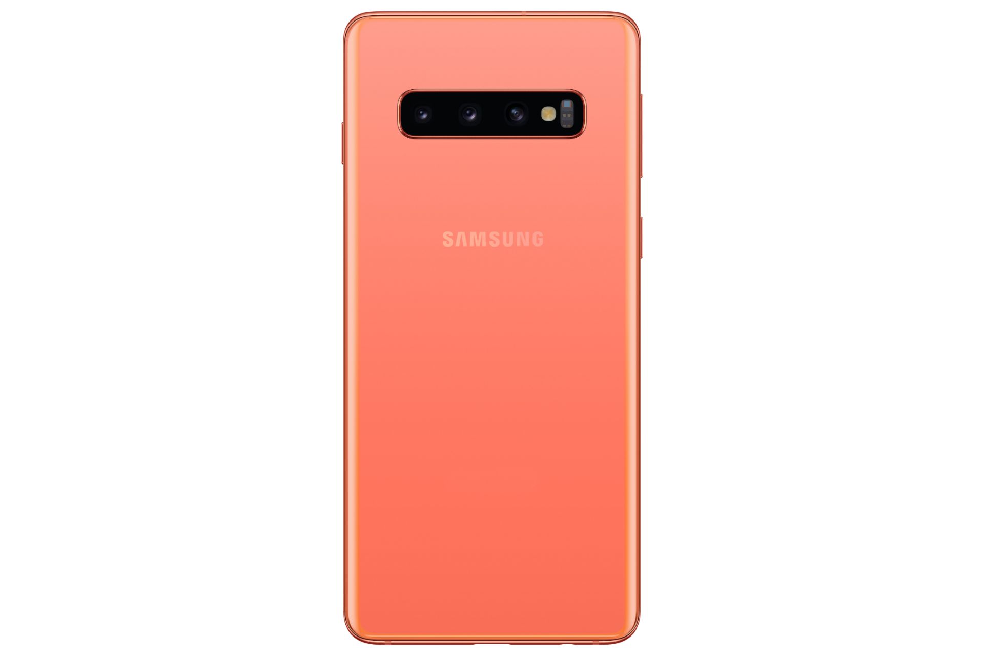 نمای پشت موبایل گلکسی اس 10 سامسونگ رنگ نارنجی