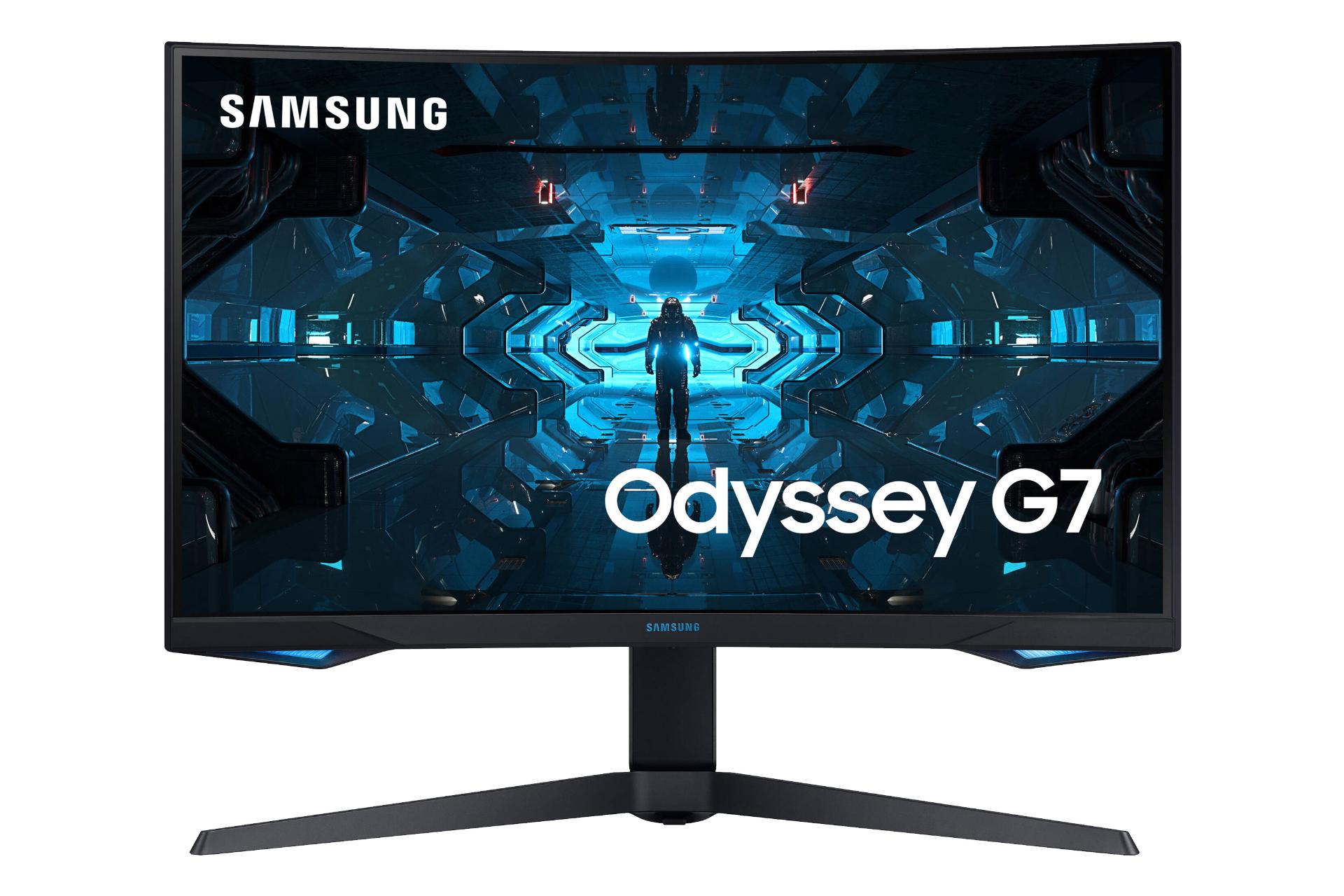 نمای جلو مانیتور ادیسه جی 7 32 اینچی سامسونگ مدل C32G75T رنگ مشکی