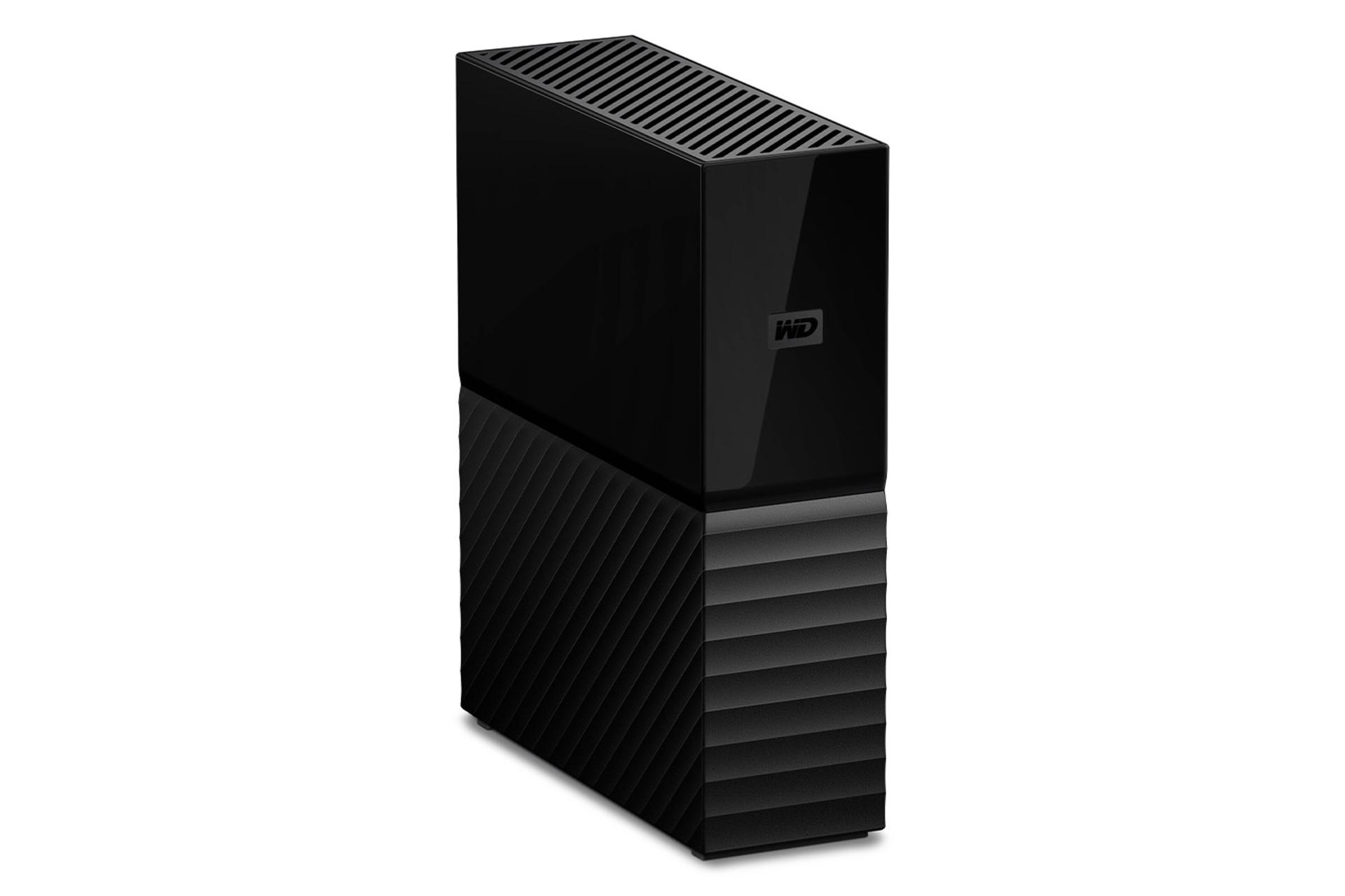 نمای جلو زاویه دار هارد دیسک وسترن دیجیتال My Book Desktop ظرفیت 12 ترابایت رنگ مشکی