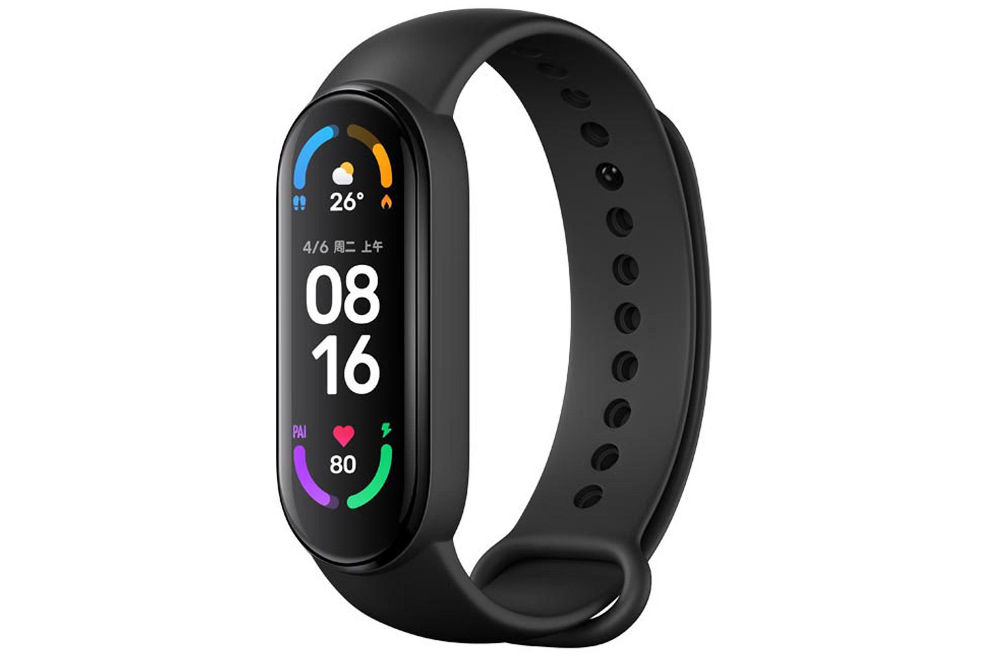 نمای جلو مدل مشکی شیائومی می بند 6 / Xiaomi Mi Smart Band 6