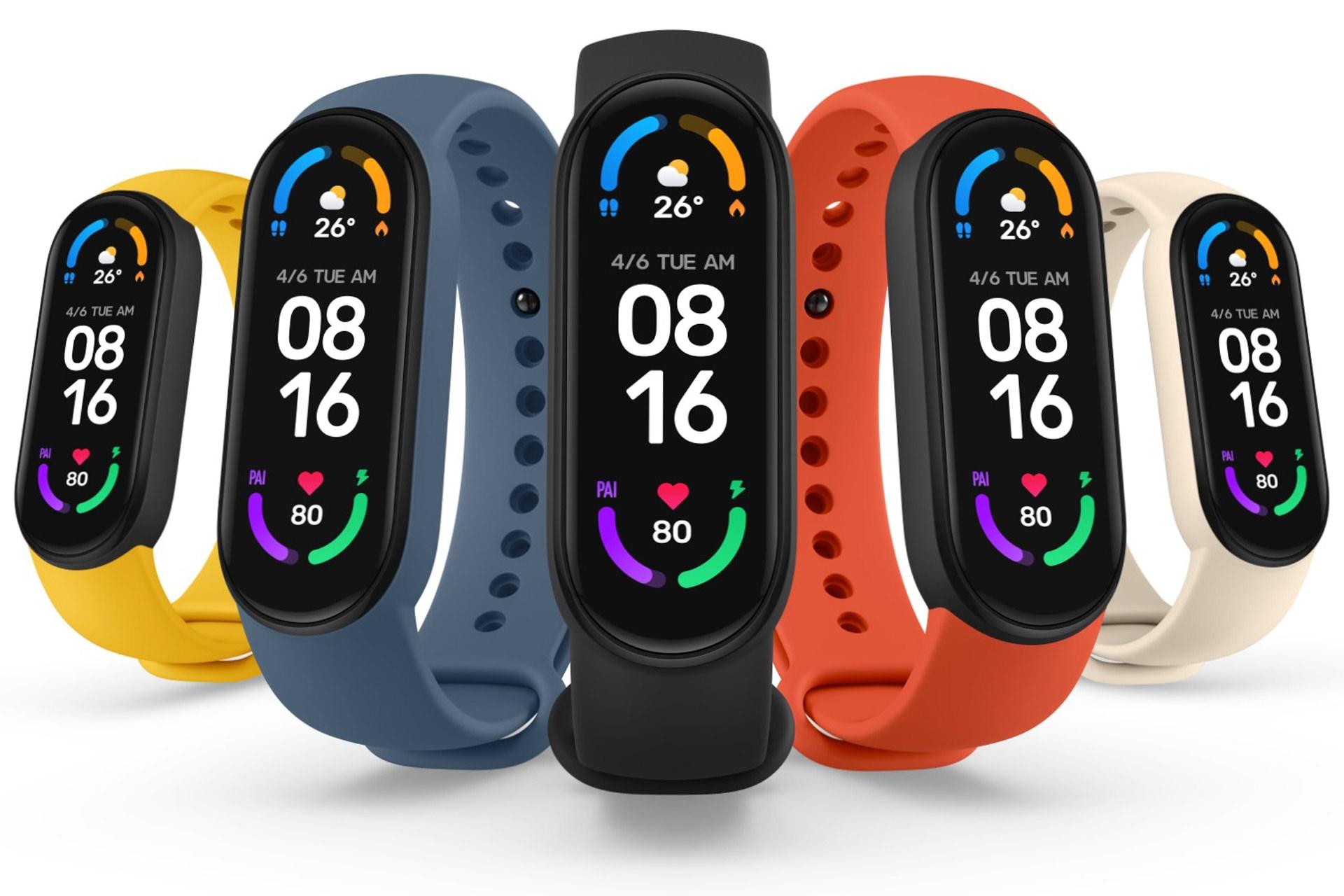 رنگ های شیائومی می بند 6 / Xiaomi Mi Smart Band 6 از نمای جلو