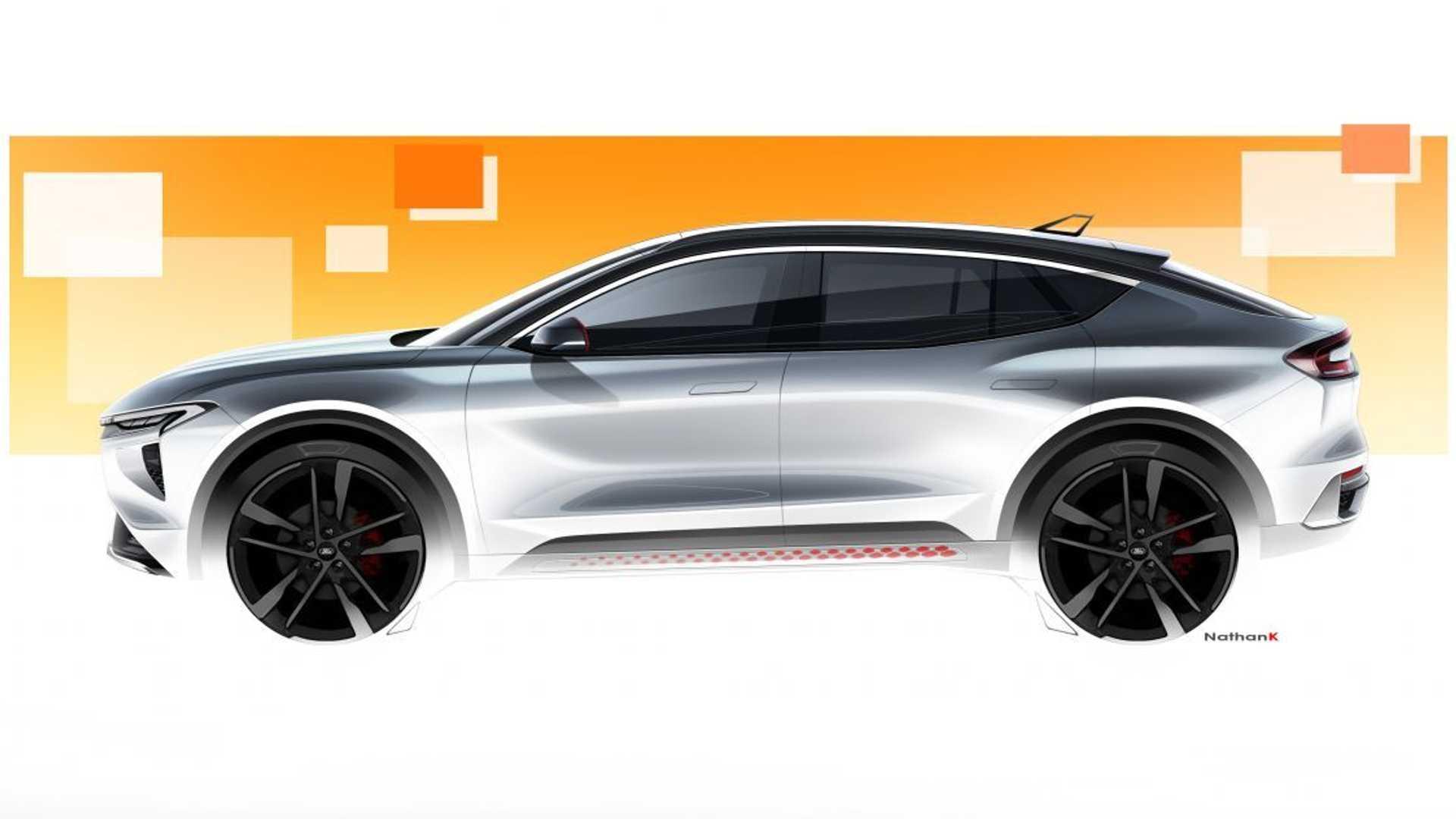 نمای جانبی طرح شاسی بلند فورد ایوس /  Ford Evos SUV