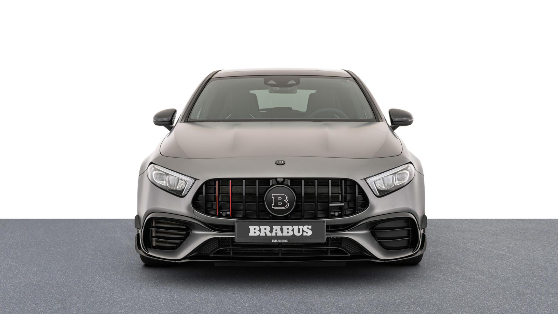 نمای جلو مرسدس آ ام گ تیونینگ برابوس / Brabus Mercedes-AMG A45 S نقره ای رنگ