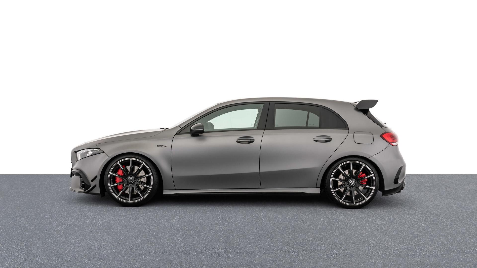 نمای جانبی مرسدس آ ام گ تیونینگ برابوس / Brabus Mercedes-AMG A45 S نقره ای رنگ