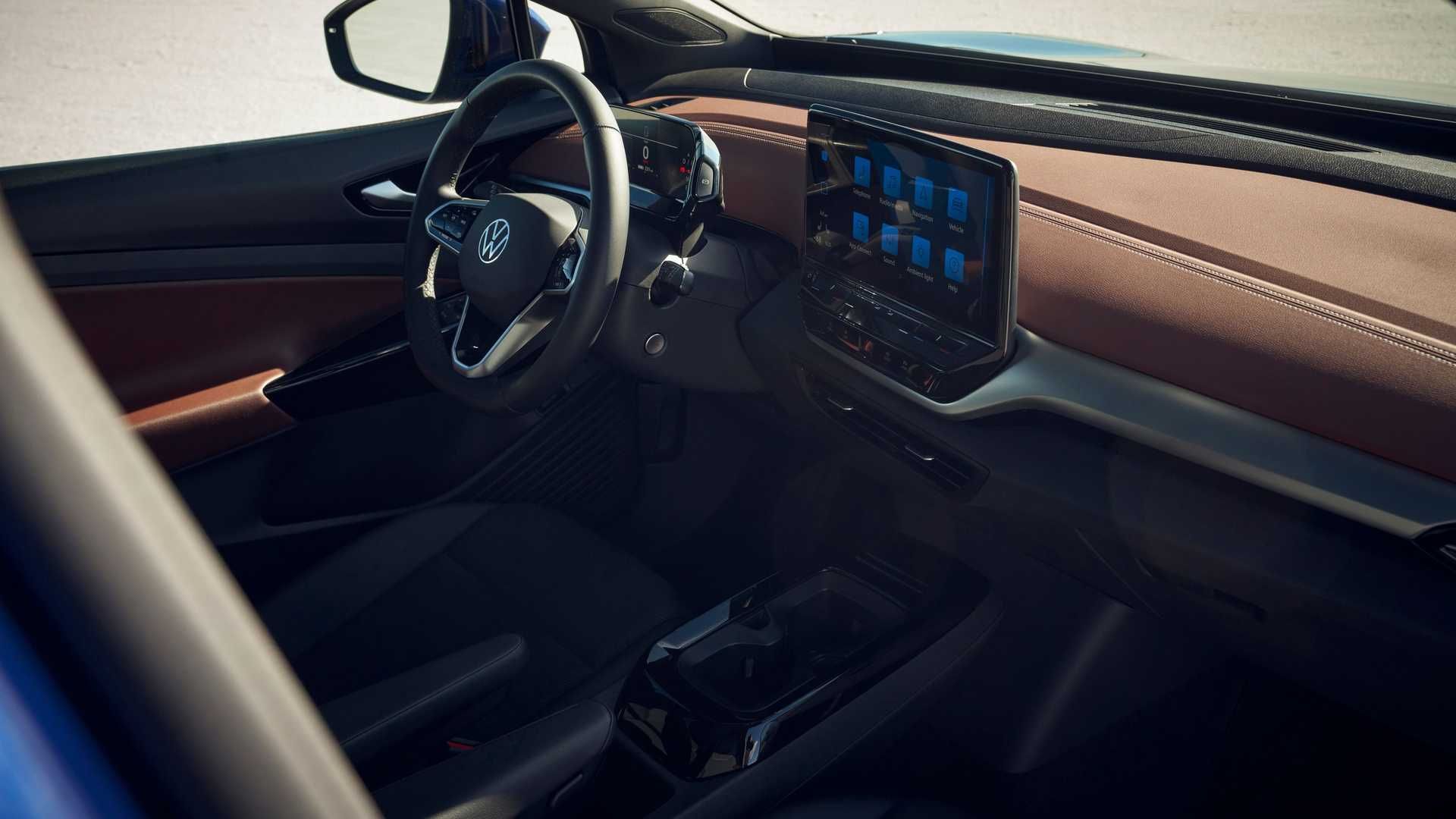 فرمان و داشبورد خودروی الکتریکی فولکس واگن آی دی 4 / Volkswagen ID.4 آبی رنگ