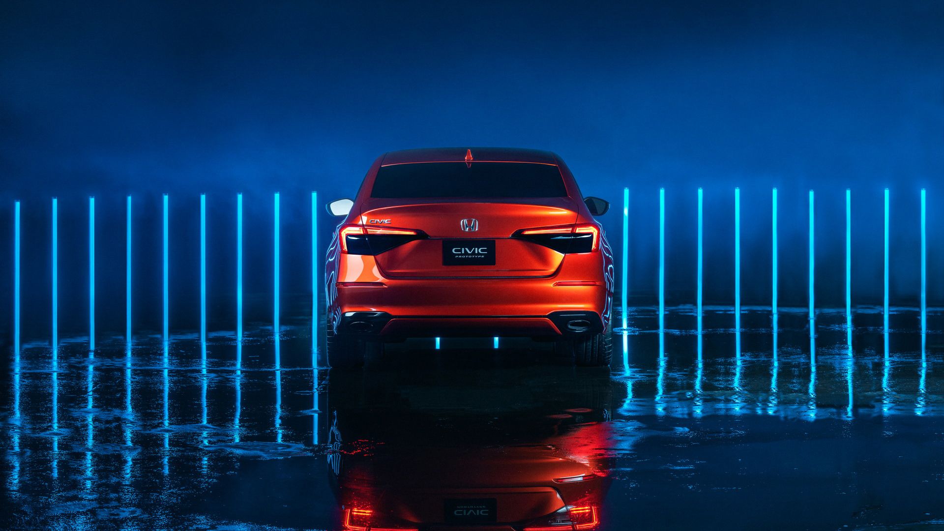 نمای عقب هوندا سیویک مدل 2022 / 2022 Honda Civic Sedan نارنجی رنگ