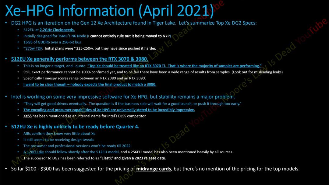 اطلاعات منتسب به کارت گرافیک Intel DG2 در کانال یوتیوب