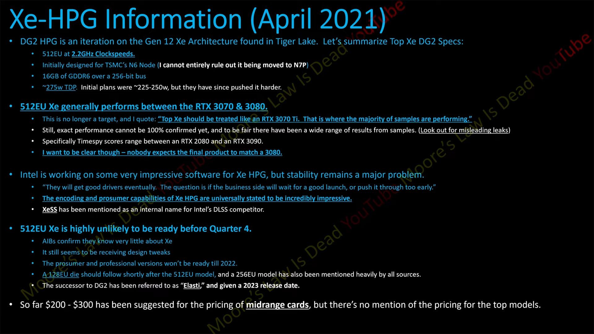 اطلاعات منتسب به کارت گرافیک Intel DG2 در کانال یوتیوب