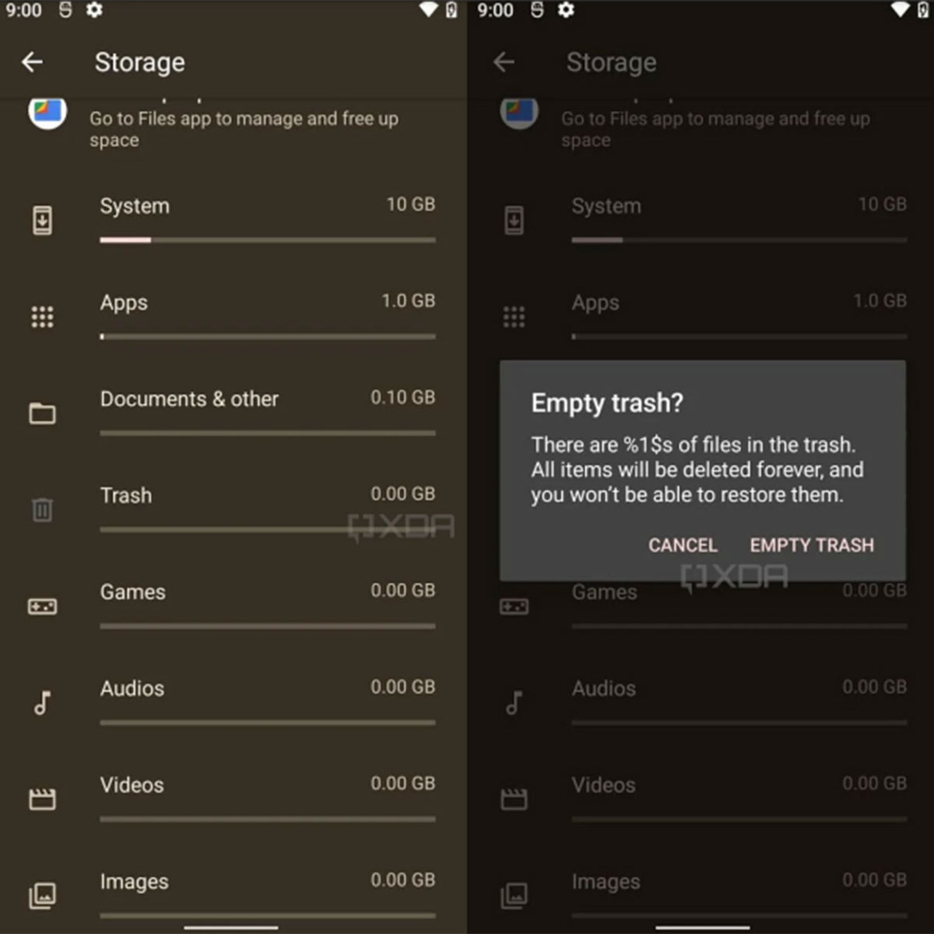 سطل زباله اندروید ۱۲