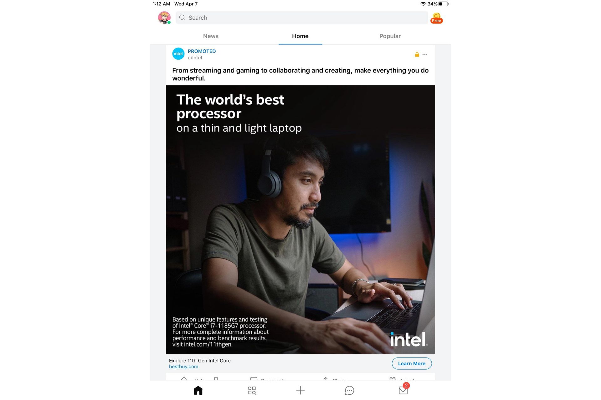 مک بوک پرو اپل در تبلیغ پردازنده تایگر لیک اینتل اسکرین شات