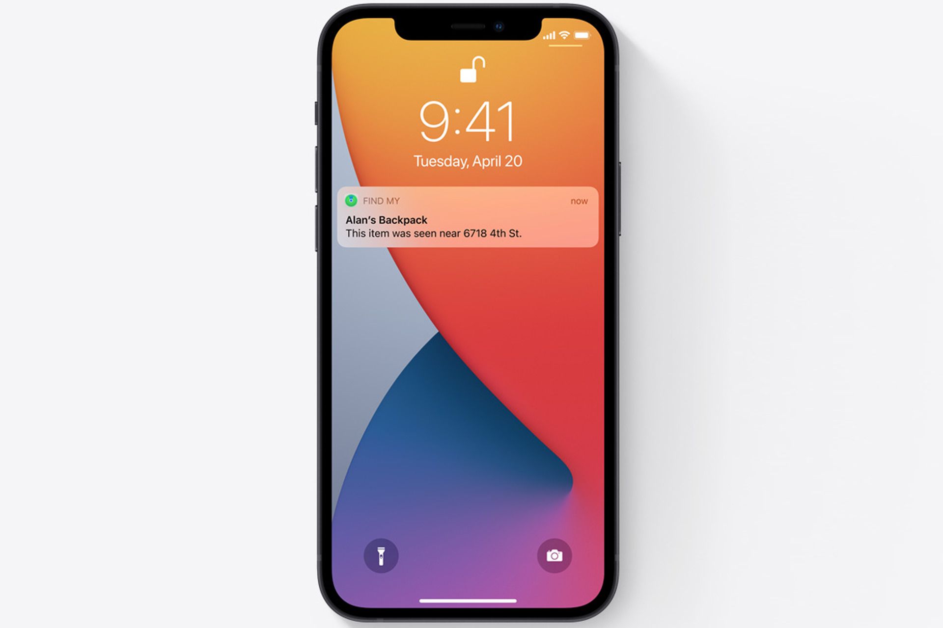 نوتیفیکیشن قابلیت Lost Mode ایرتگ روی آیفون 12 اپل