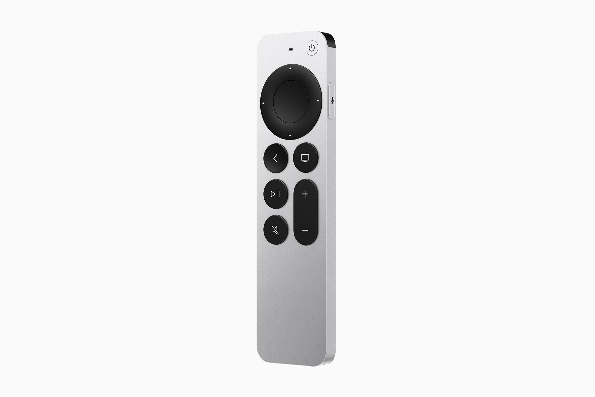 ریموت سیری اپل تی وی 4K سال 2021 از زاویه سه رخ نقره ای