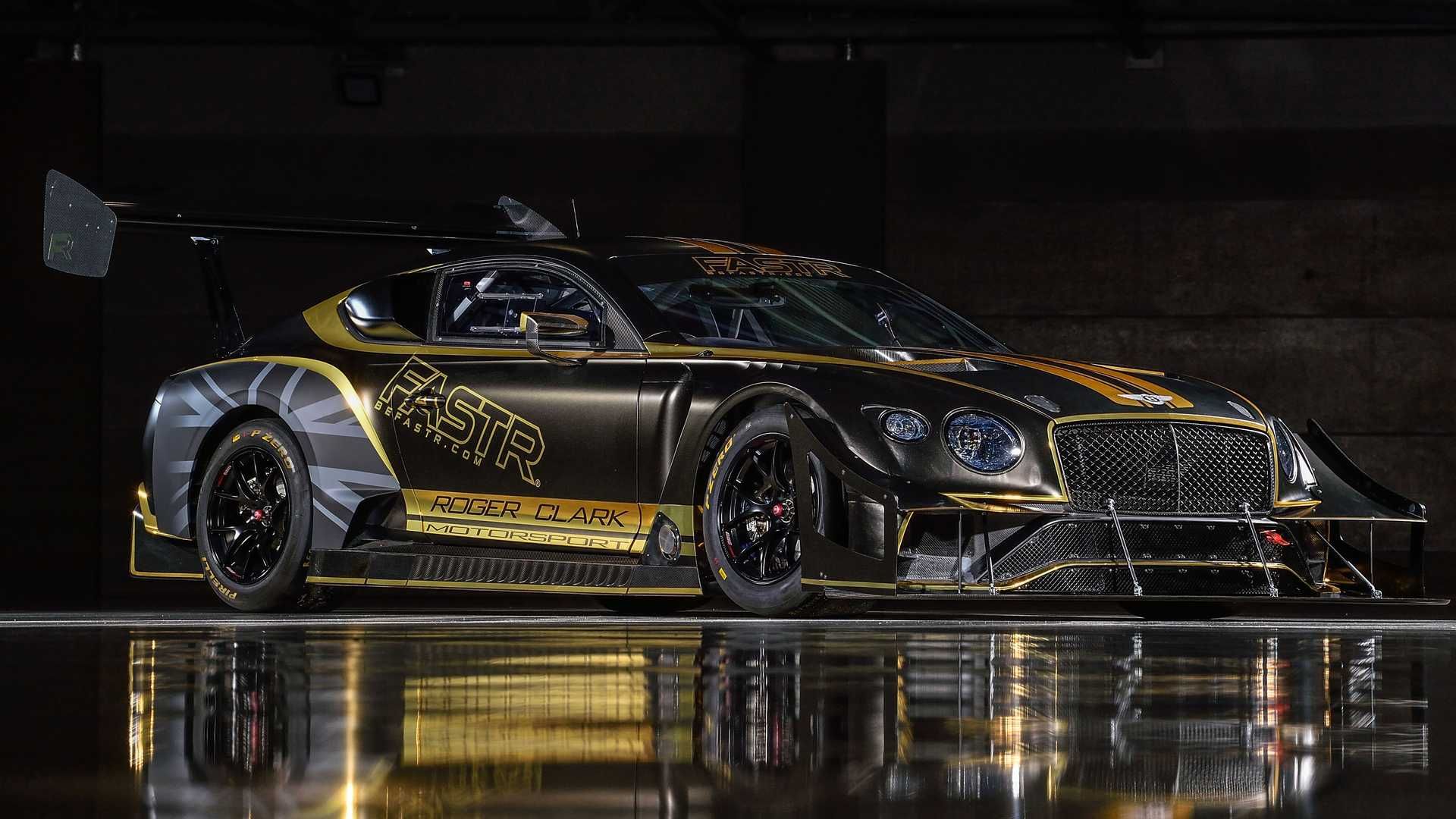 نمای سه چهارم بنتلی کنتیننتال جی تی 3 پایکز پیک / Bentley Continental GT3 Pikes Peak سیاه رنگ
