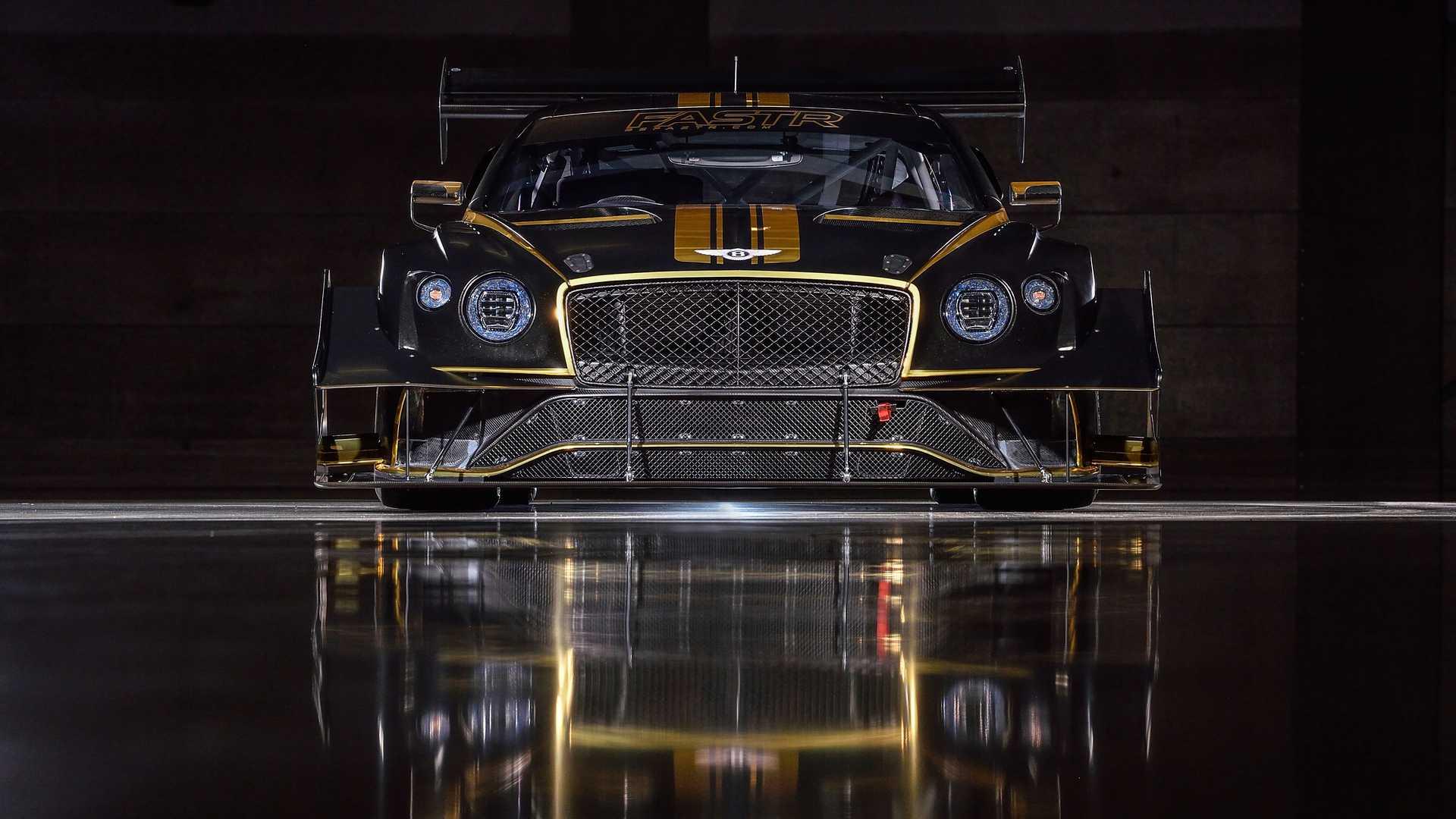 نمای جلو بنتلی کنتیننتال جی تی 3 پایکز پیک / Bentley Continental GT3 Pikes Peak سیاه رنگ با نوارهای زرد