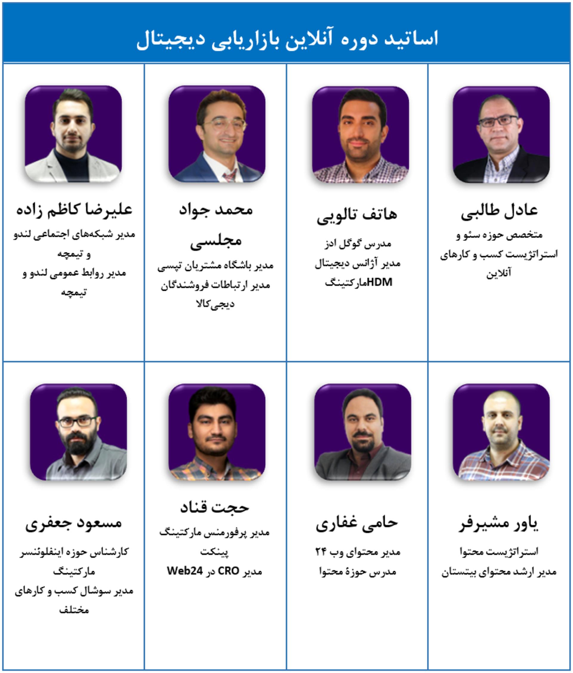 اساتید دوره آنلاین بازاریابی دیجیتال