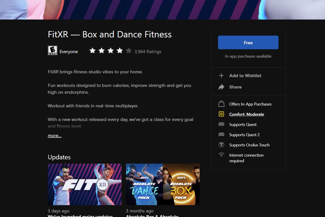 اسکرین شات صفحه FitXR در فروشگاه آکیولس استور