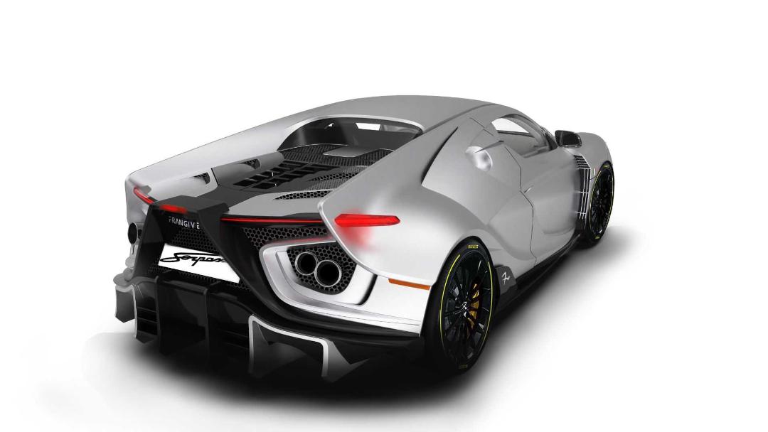نمای عقب خودروی سوپراسپرت فرانجیونتو سورپاسو استراداله / FV Frangivento Sorpasso Supercar 