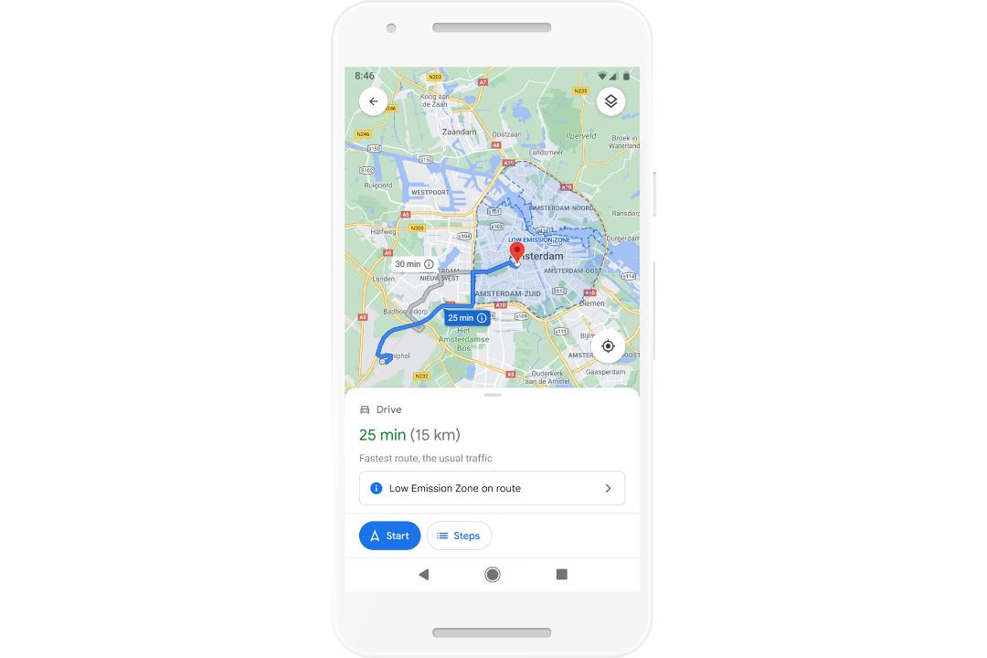 منطقه انتشار کم گازهای مضر گوگل مپ / Google Maps