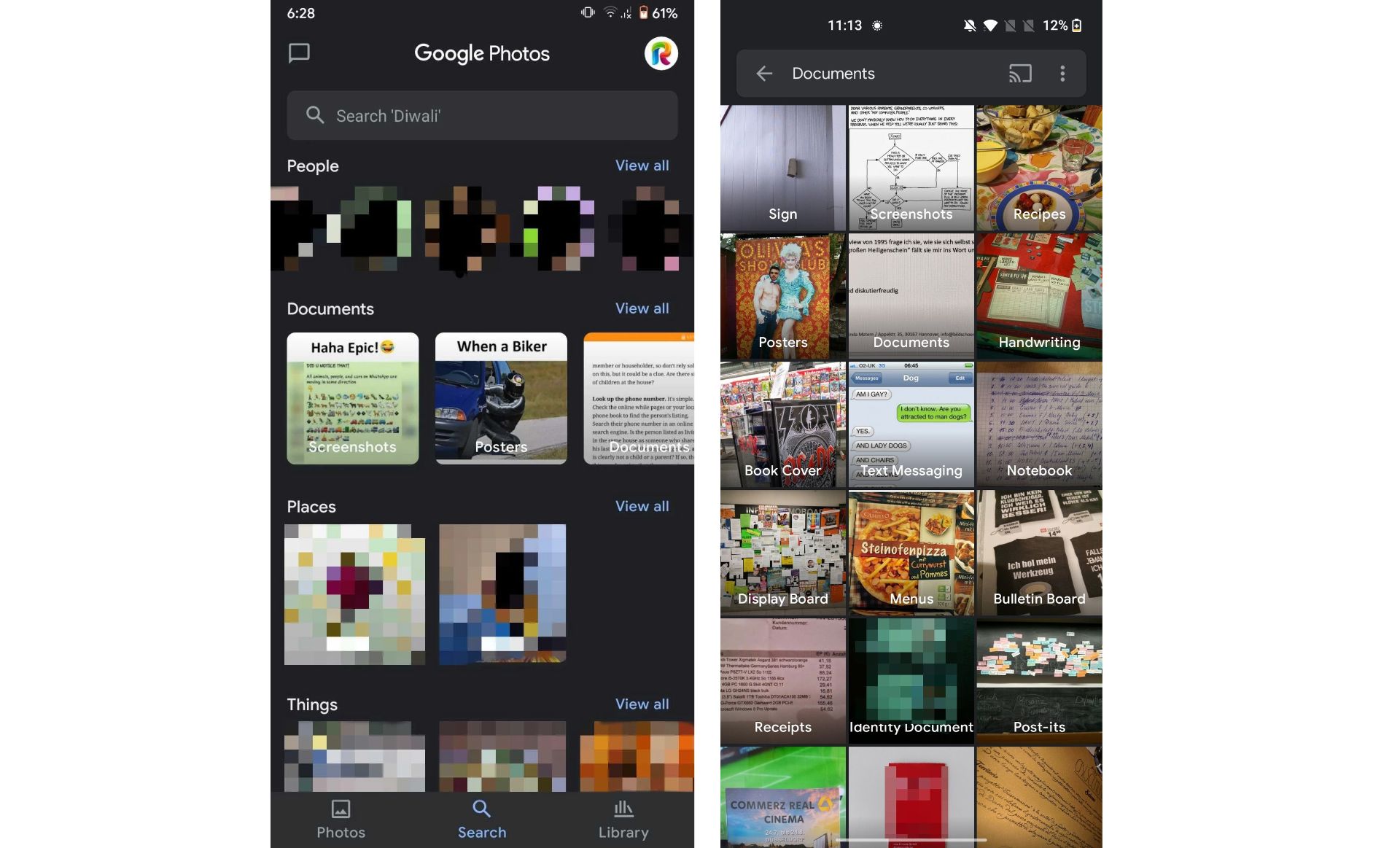 اسکرین شات قابلیت Documents در گوگل فوتوز / Google Photos
