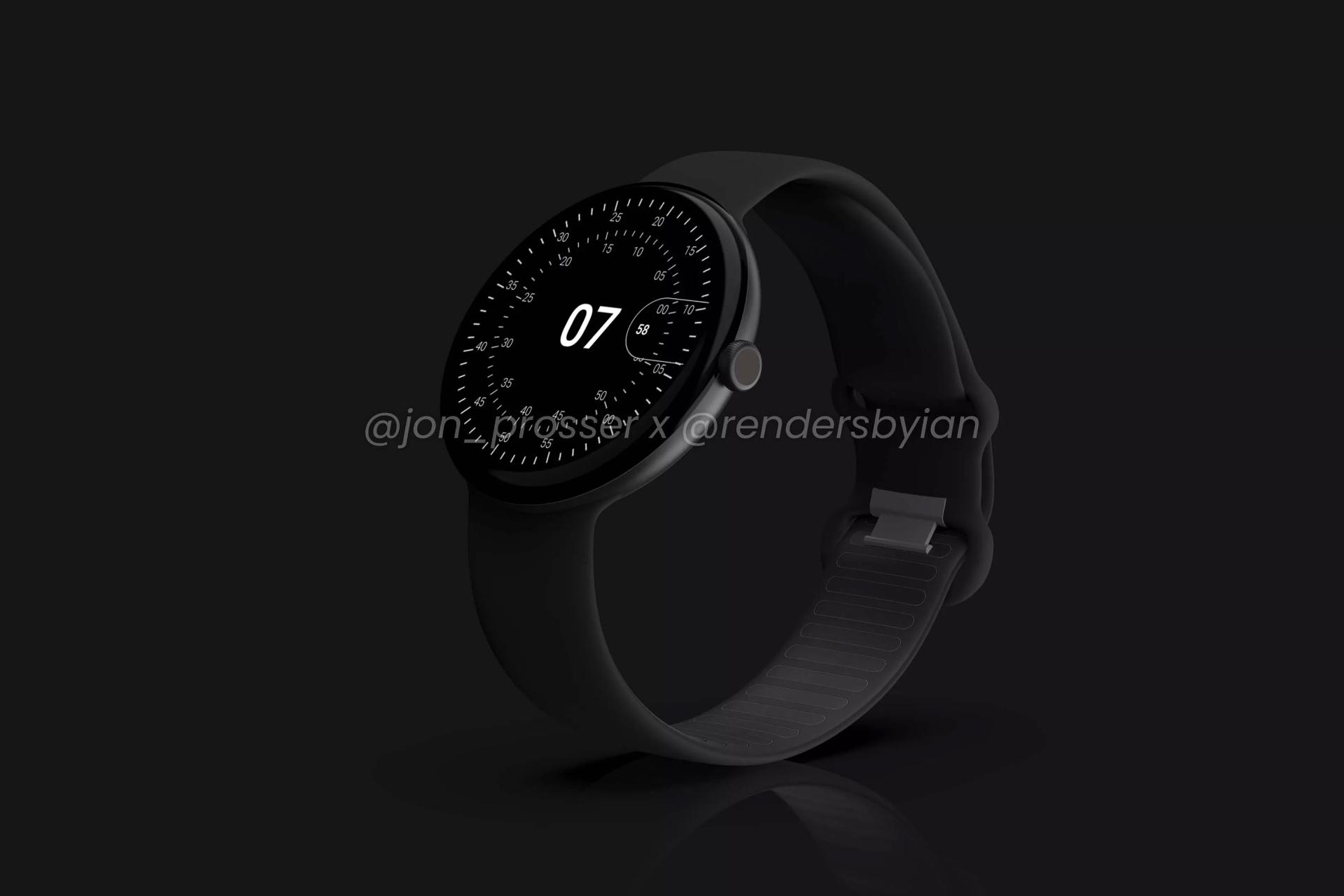 رندر غیررسمی پیکسل واچ / Pixel Watch گوگل مدل مشکی