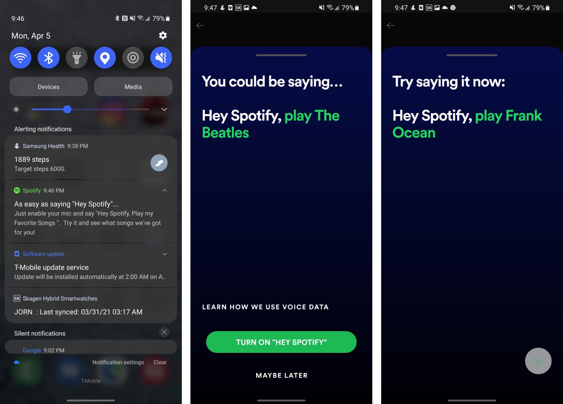 اسکرین شات قابلیت هی اسپاتیفای / Hey Spotify روی گلکسی S21