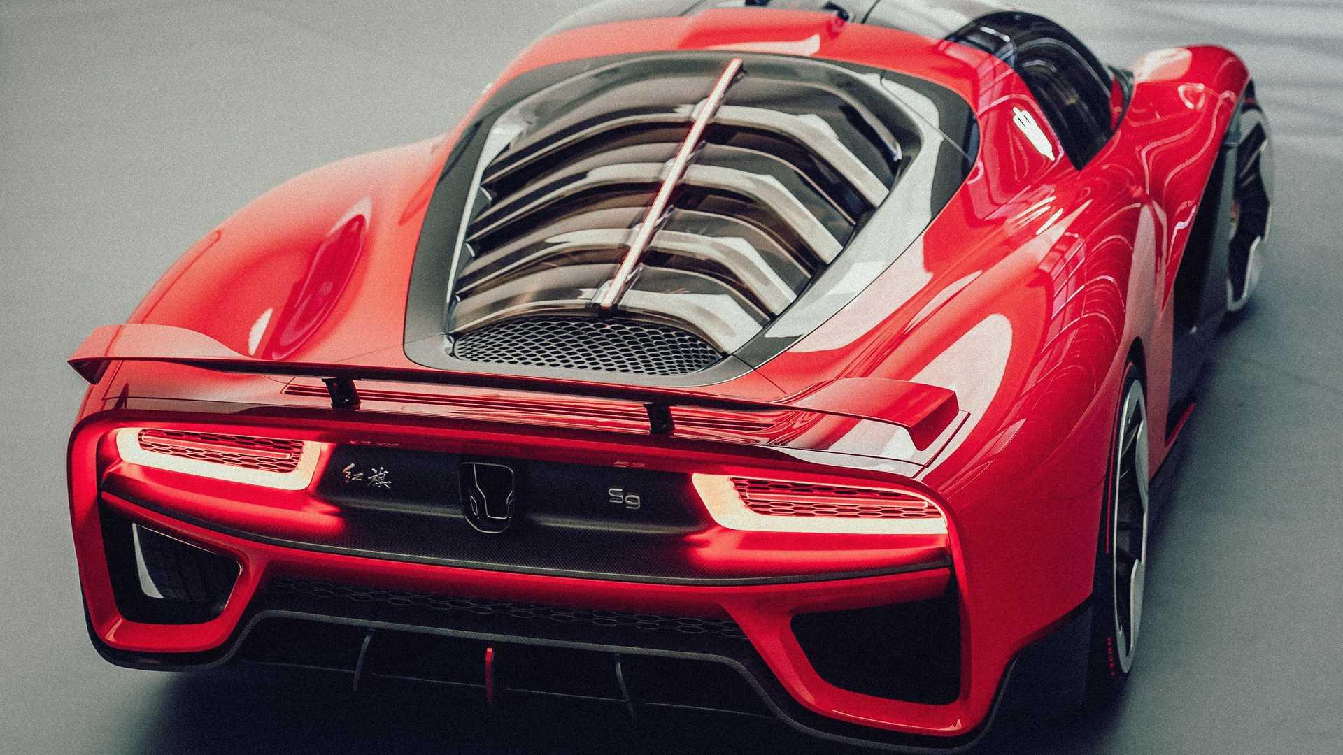 نمای پشت بالا ابرخودرو هونگ چی Hongqi S9 Hypercar