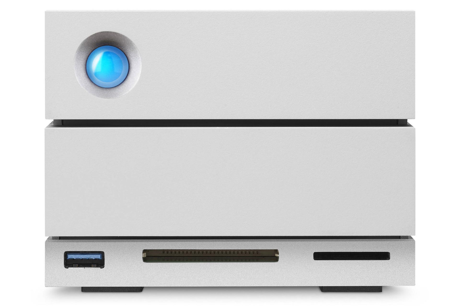 نمای جلو هارد دیسک لسی 2big Dual Thunderbolt 3 ظرفیت 20 ترابایت رنگ سفید