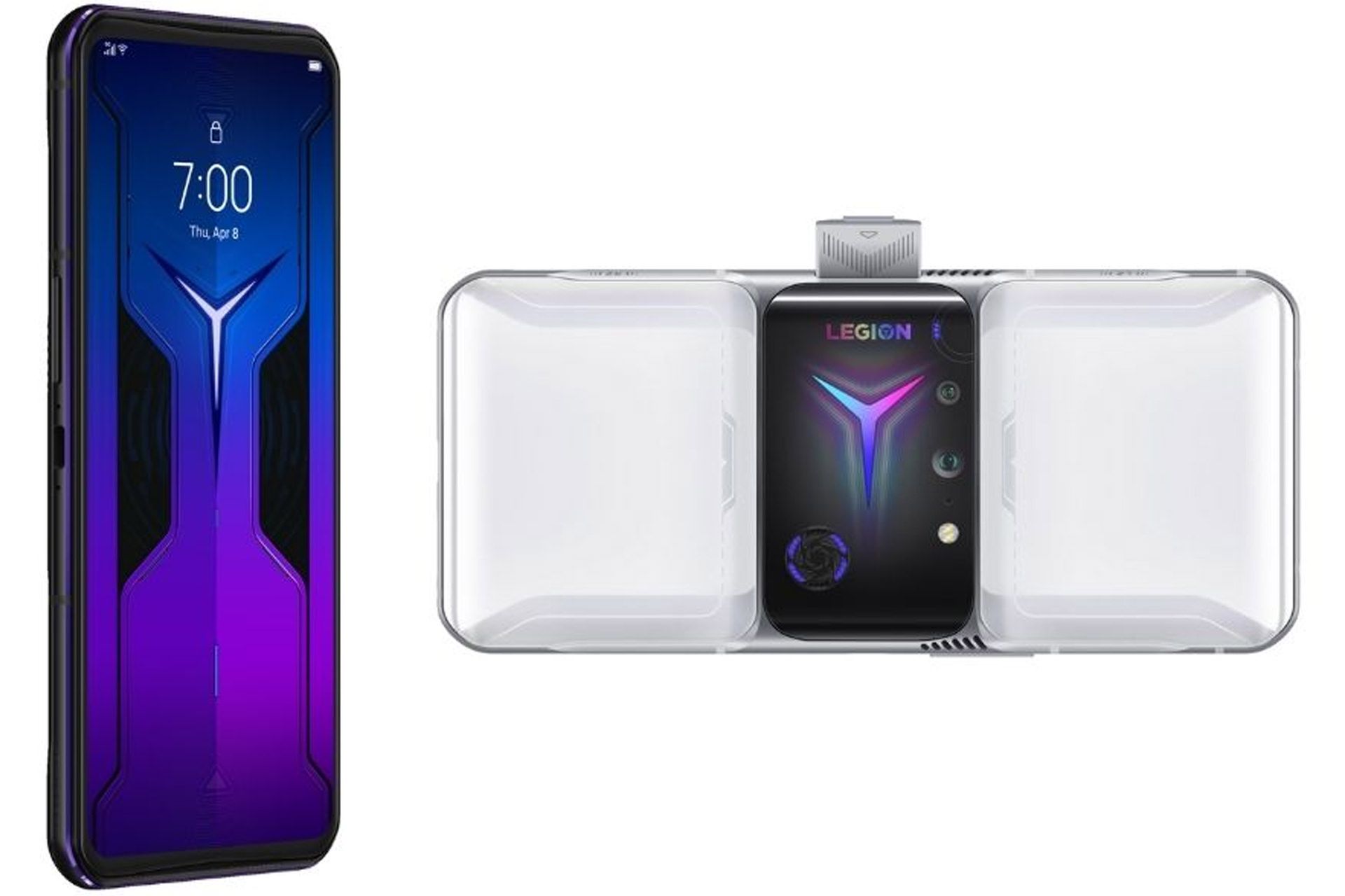 گوشی لنوو لیجن فون دوئل 2 / Legion Phone Duel 2 مدل سفید و مشکی نمای پشت و جلو