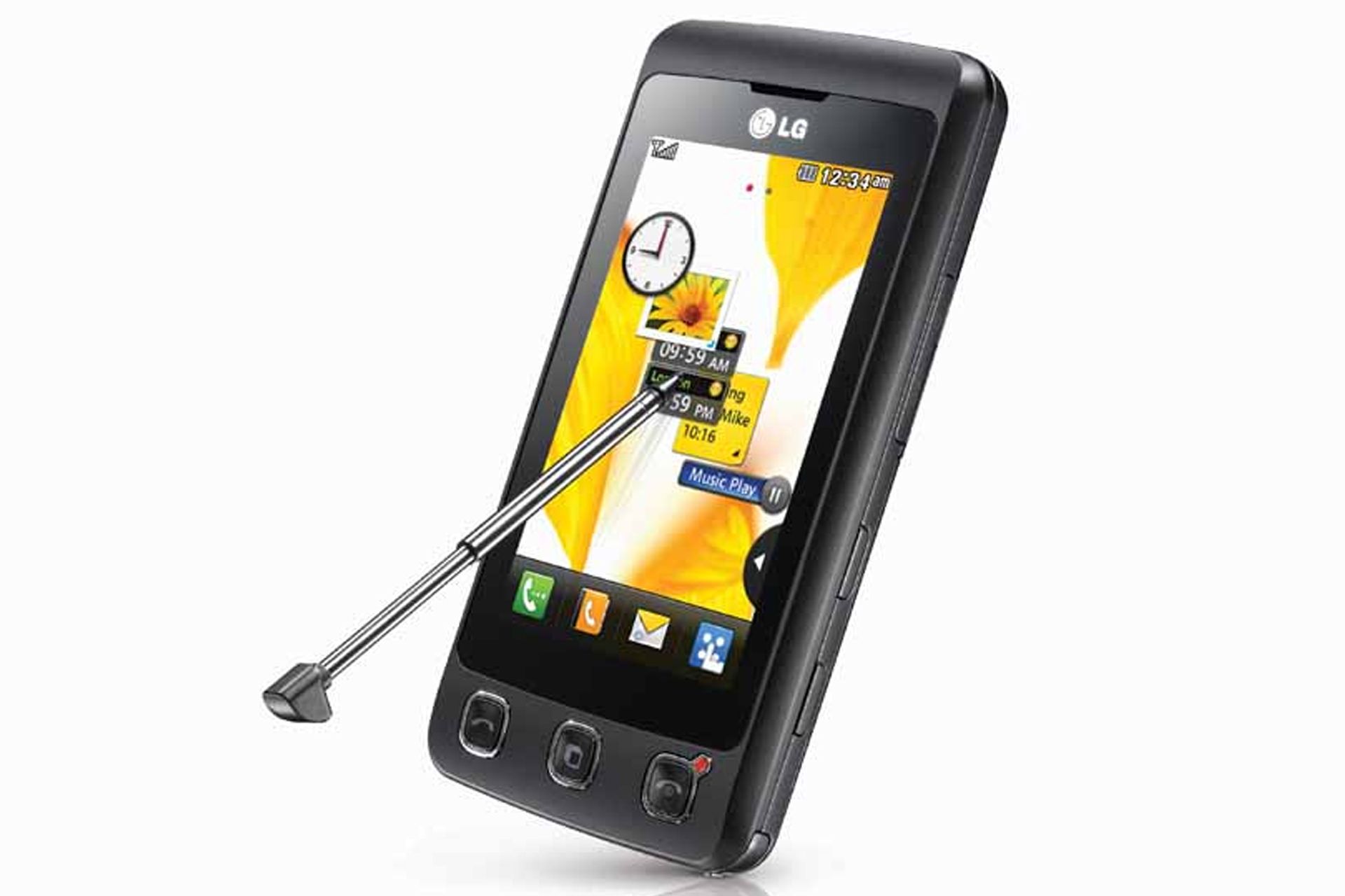 ال جی کوکی / LG Cookie از نمای سه رخ با قلم لمسی