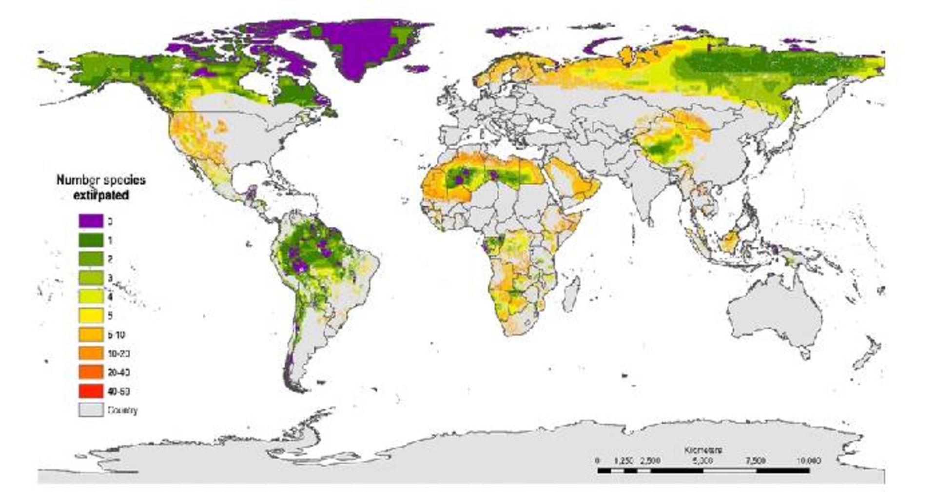 مرجع متخصصين ايران نقشه انقراض گونه ها در جهان