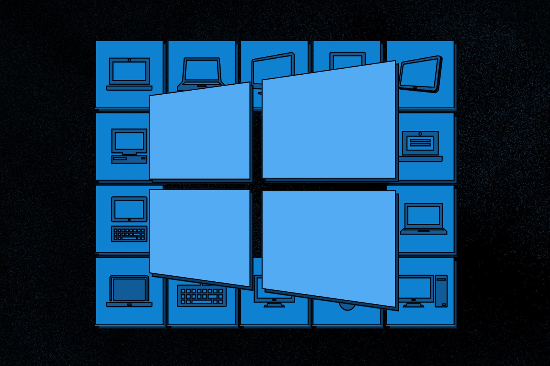 لوگو آبی ویندوز ۱۰ / Windows 10 مایکروسافت با پس زمینه مشکی طرح گرافیکی