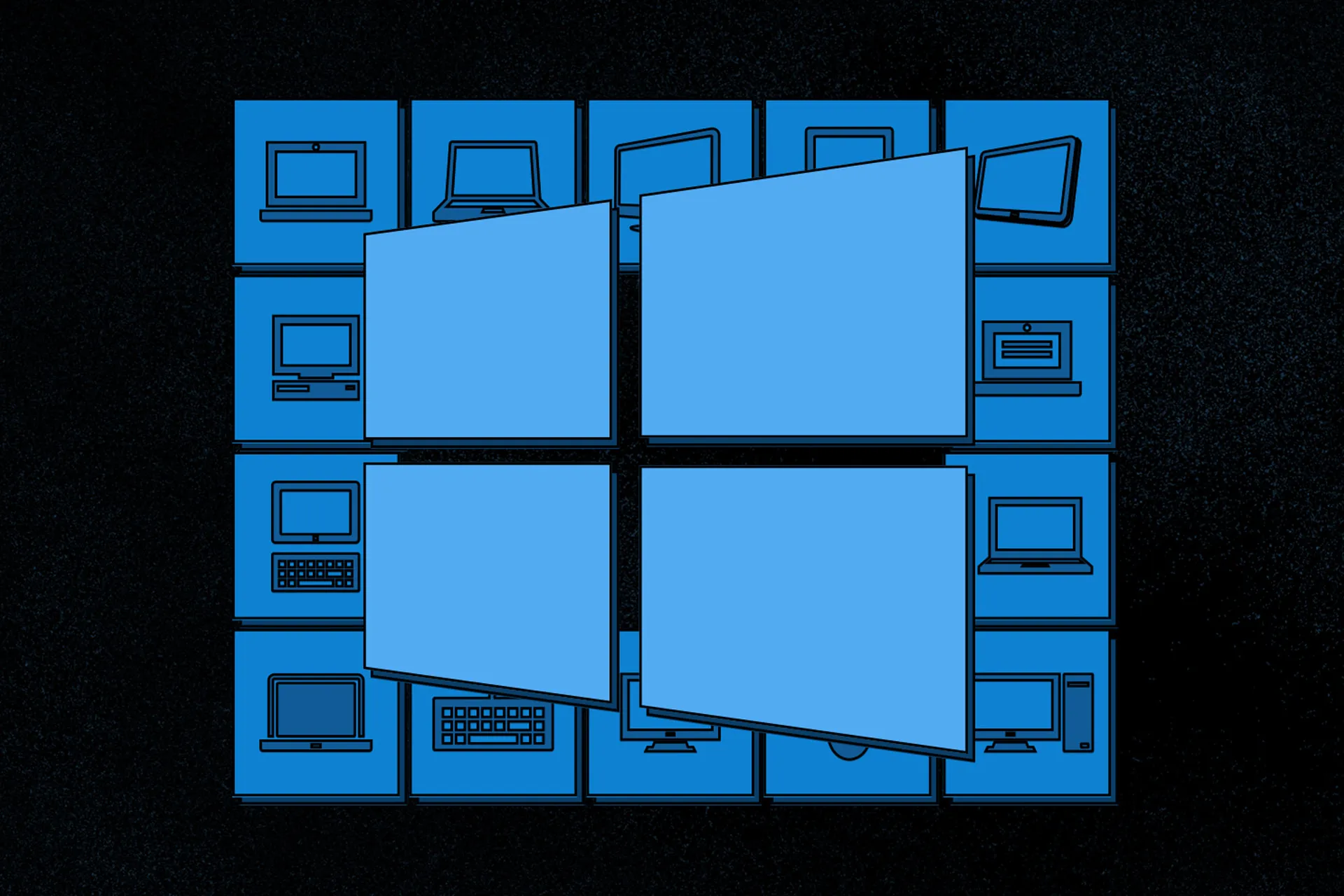 مرجع متخصصين ايران لوگو آبي ويندوز ۱۰ / Windows 10 مايكروسافت با پس زمينه مشكي طرح گرافيكي