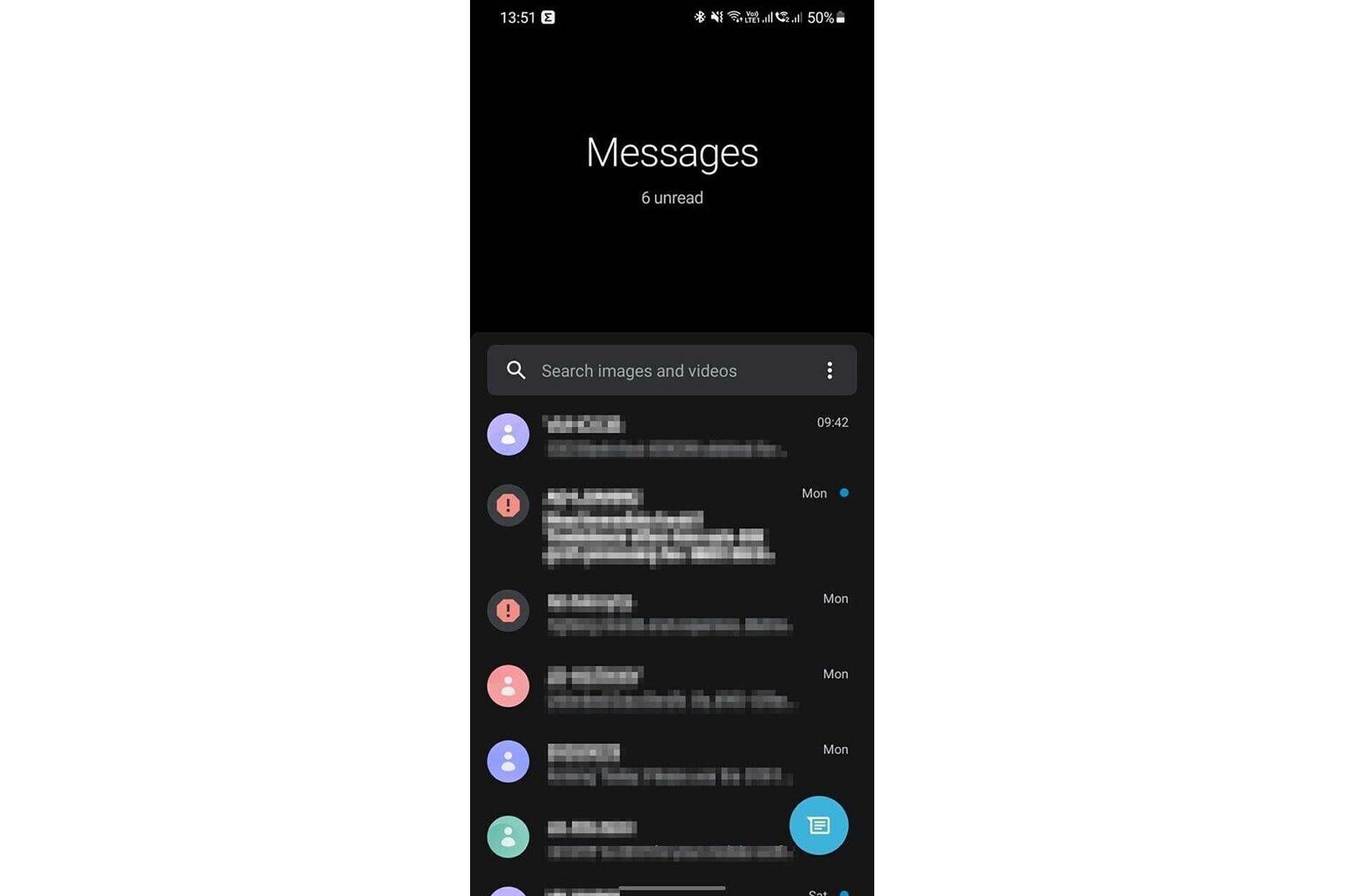 نسخه بازطراحی شده گوگل مسیجز / Google Messages روی گلکسی S21 سامسونگ اسکرین شات