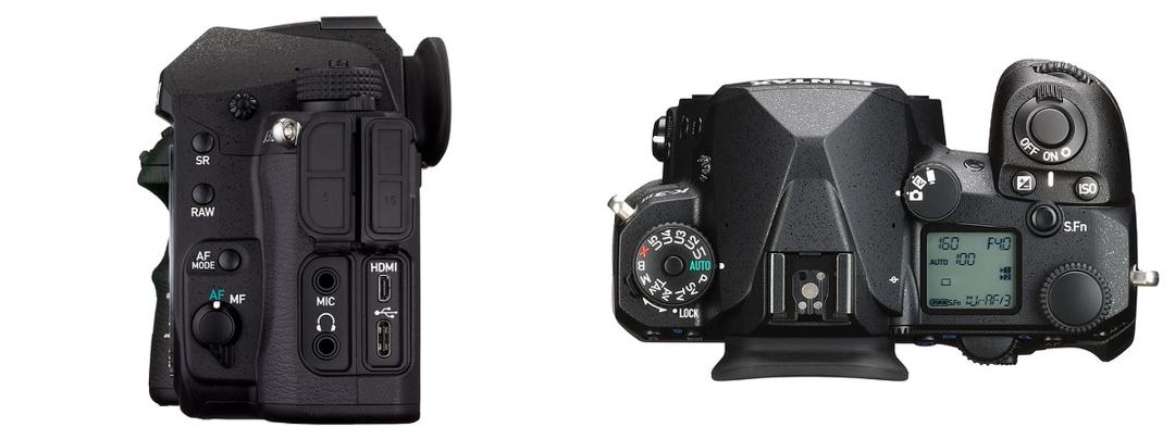 نمای نیم رخ و بالای دوربین پنتاکس K-3 III ریکو