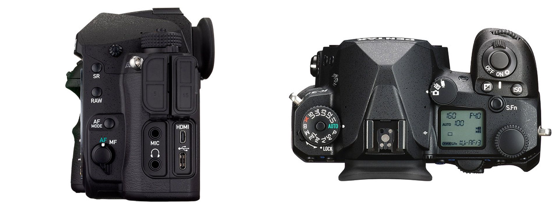 نمای نیم رخ و بالای دوربین پنتاکس K-3 III ریکو