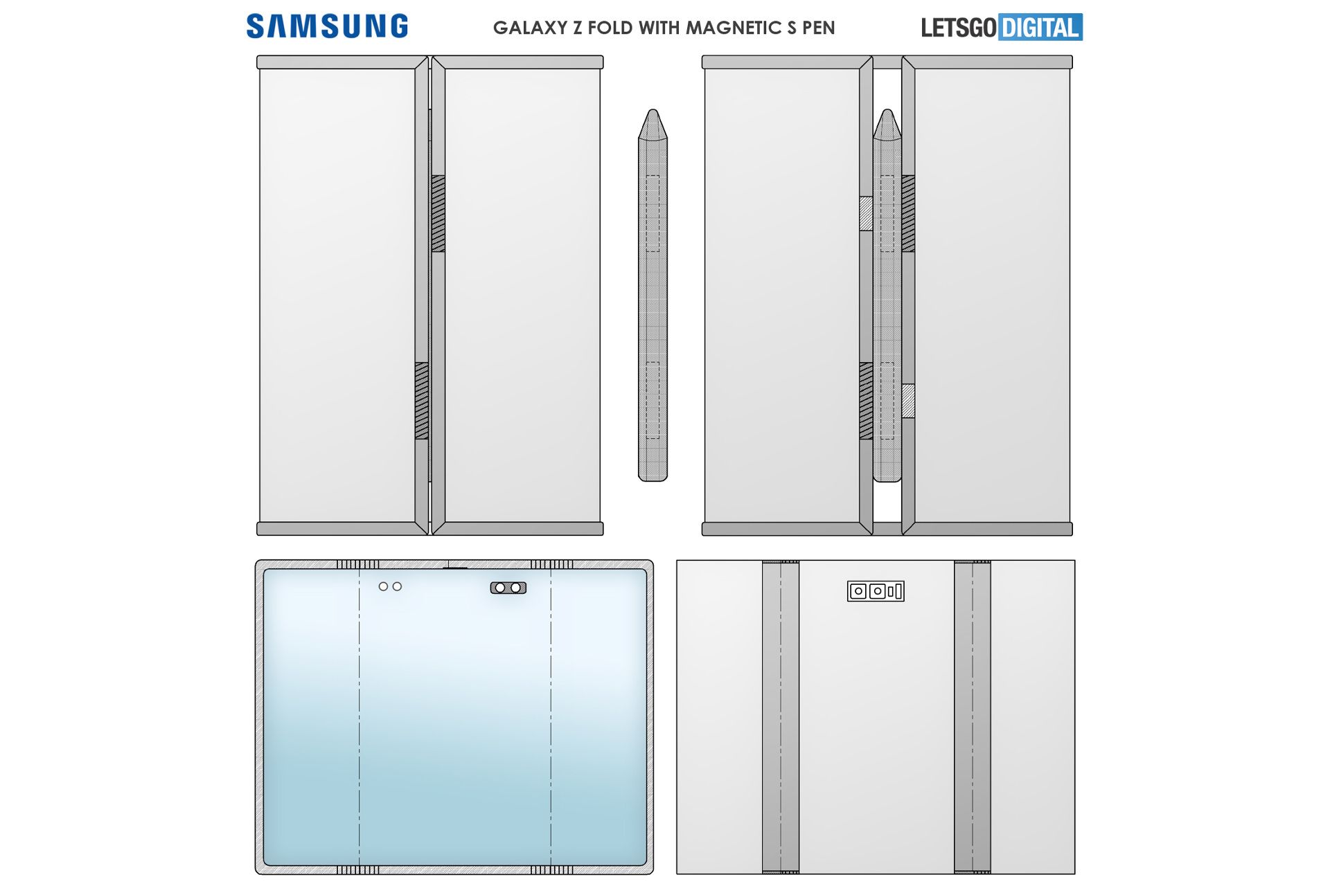 گوشی تاشدنی سه نمایشگره سامسونگ با قلم لمسی آهنربایی