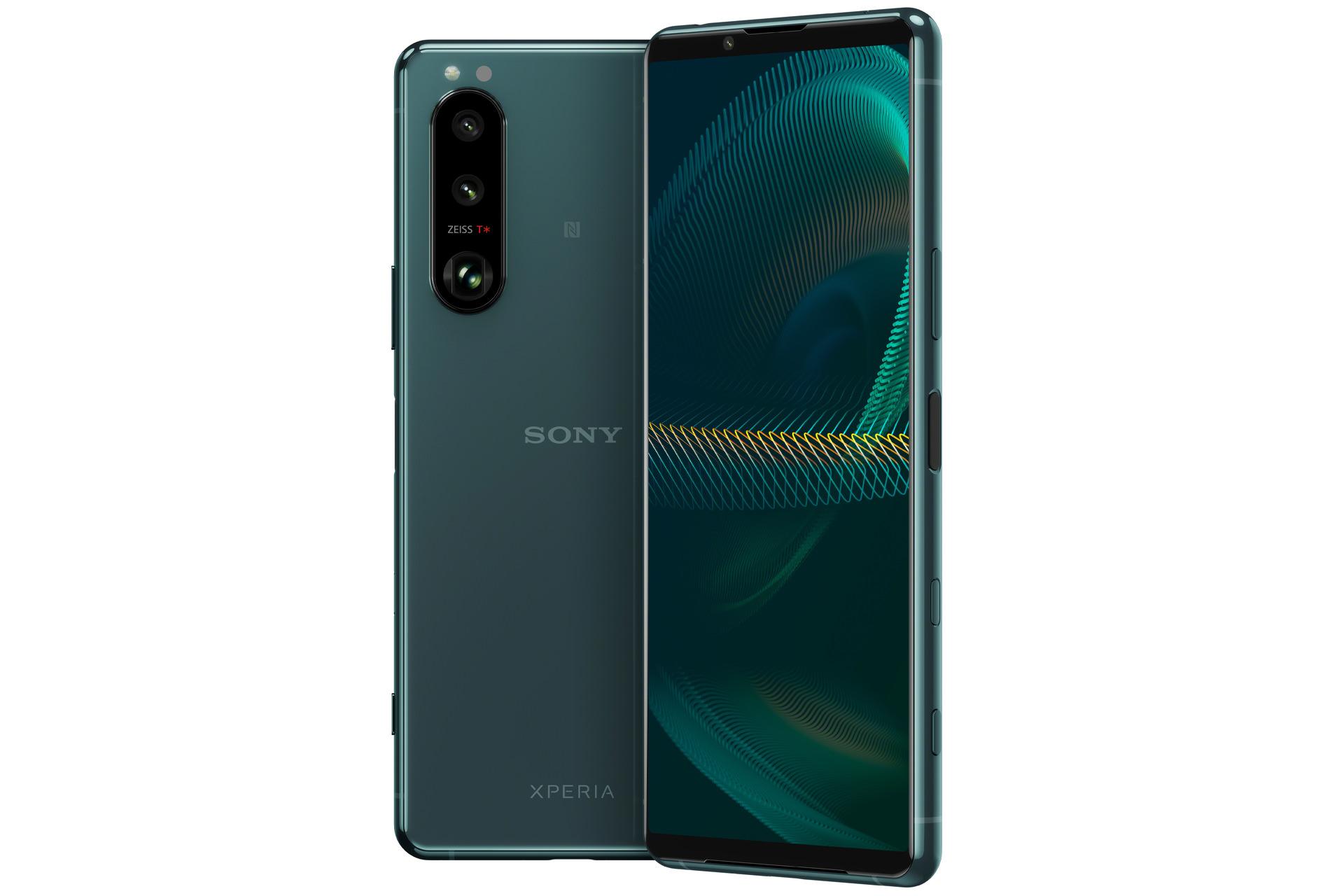 اکسپریا 5 مارک 3 / Xperia 5 III مدل سبز از نمای پشت و جلو سه رخ