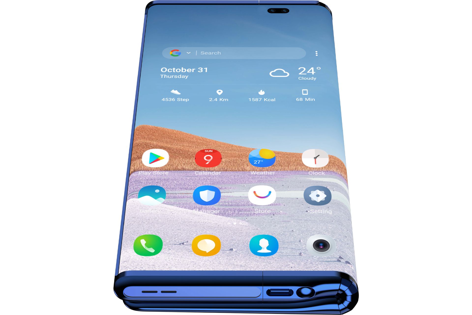 گوشی مفهومی TCL Fold n' Roll در حالت بسته از نمای پایین نمایشگر