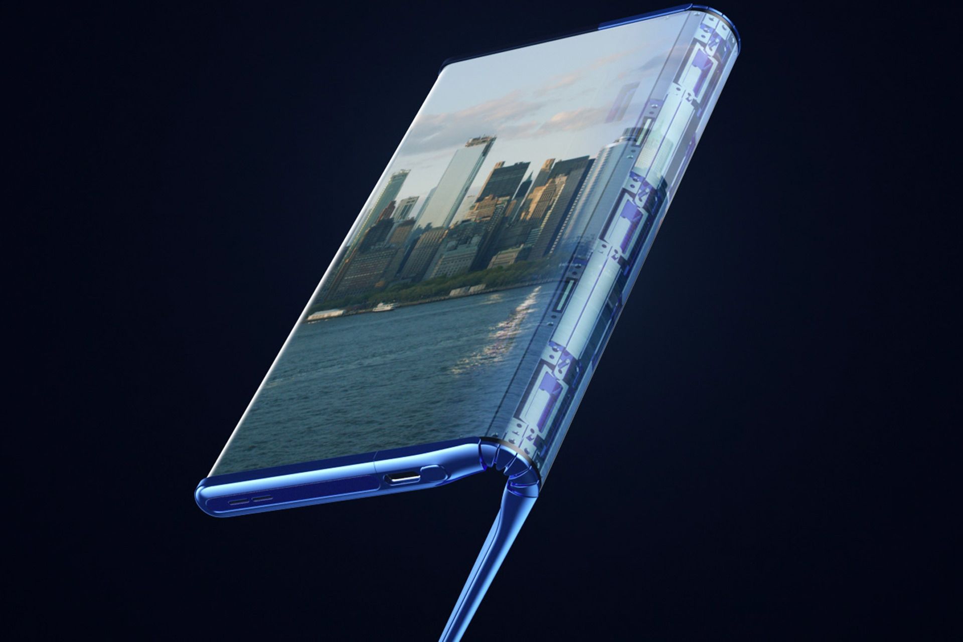 نمایشگر اصلی گوشی مفهومی TCL Fold n' Roll در حالت نیمه بسته