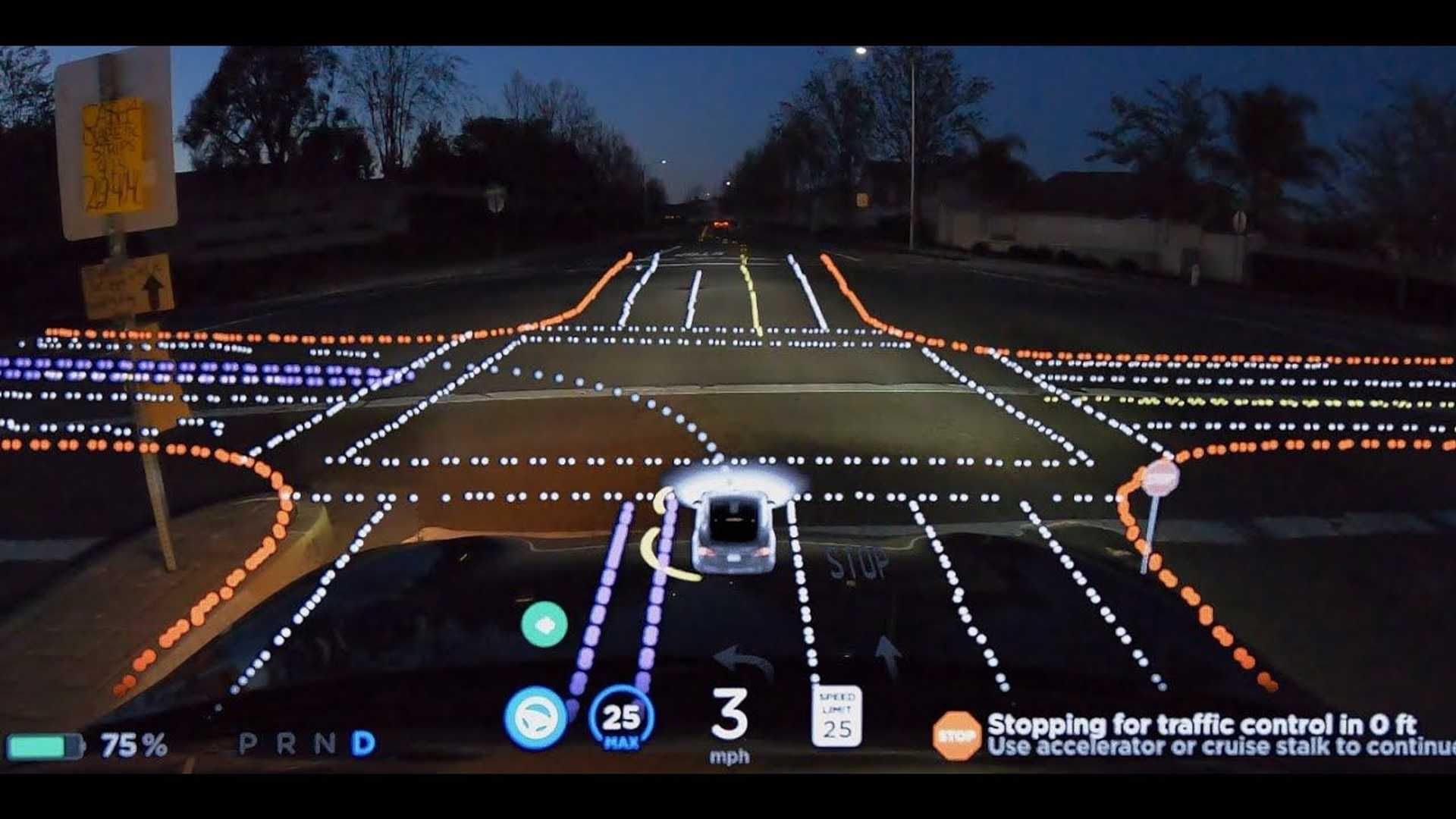 سیستم خودران تسلا / Tesla FSD در حال بررسی شرایط جاده