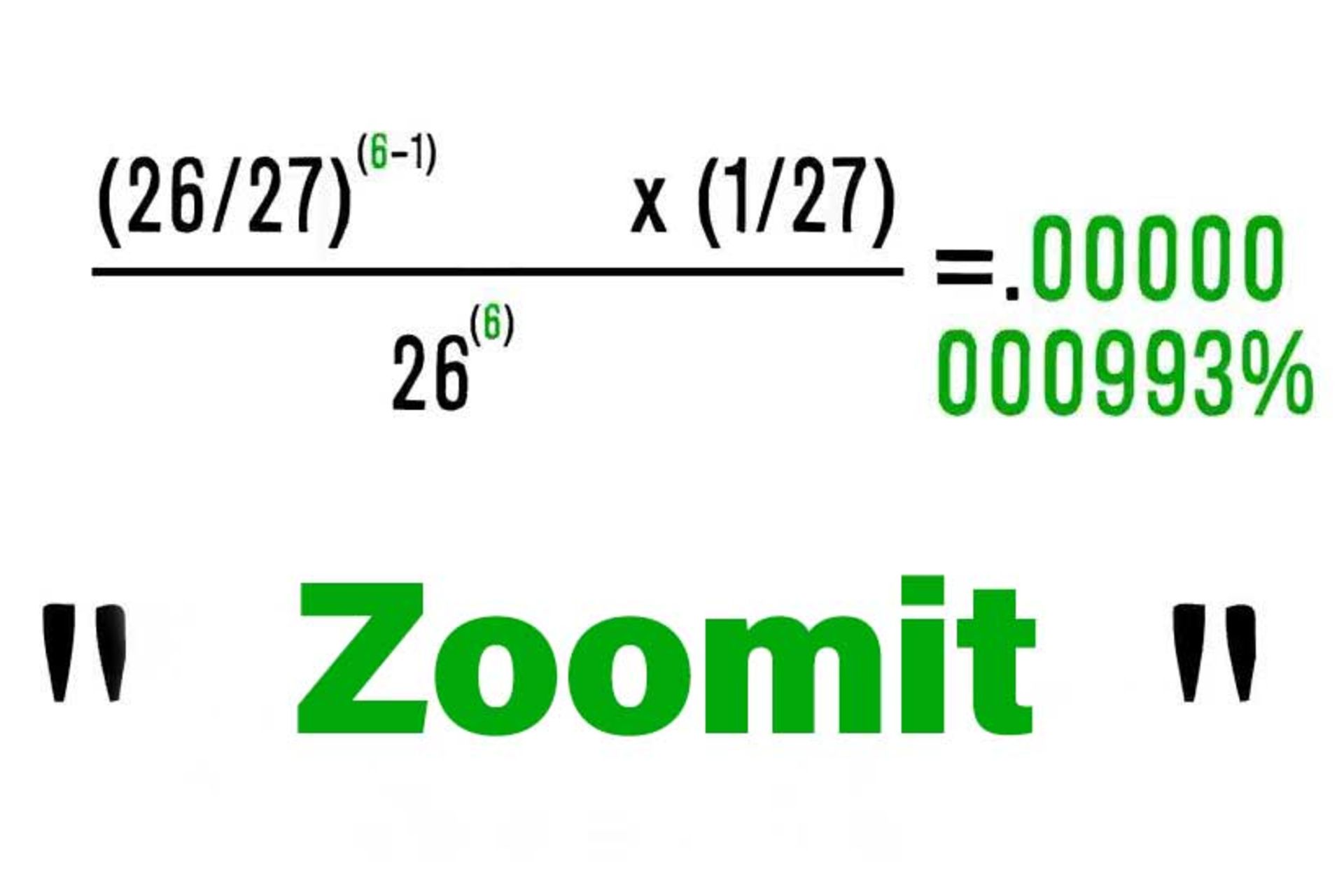 فرمول احتمال فراوانی تایپ تصادفی کلمه zoomit