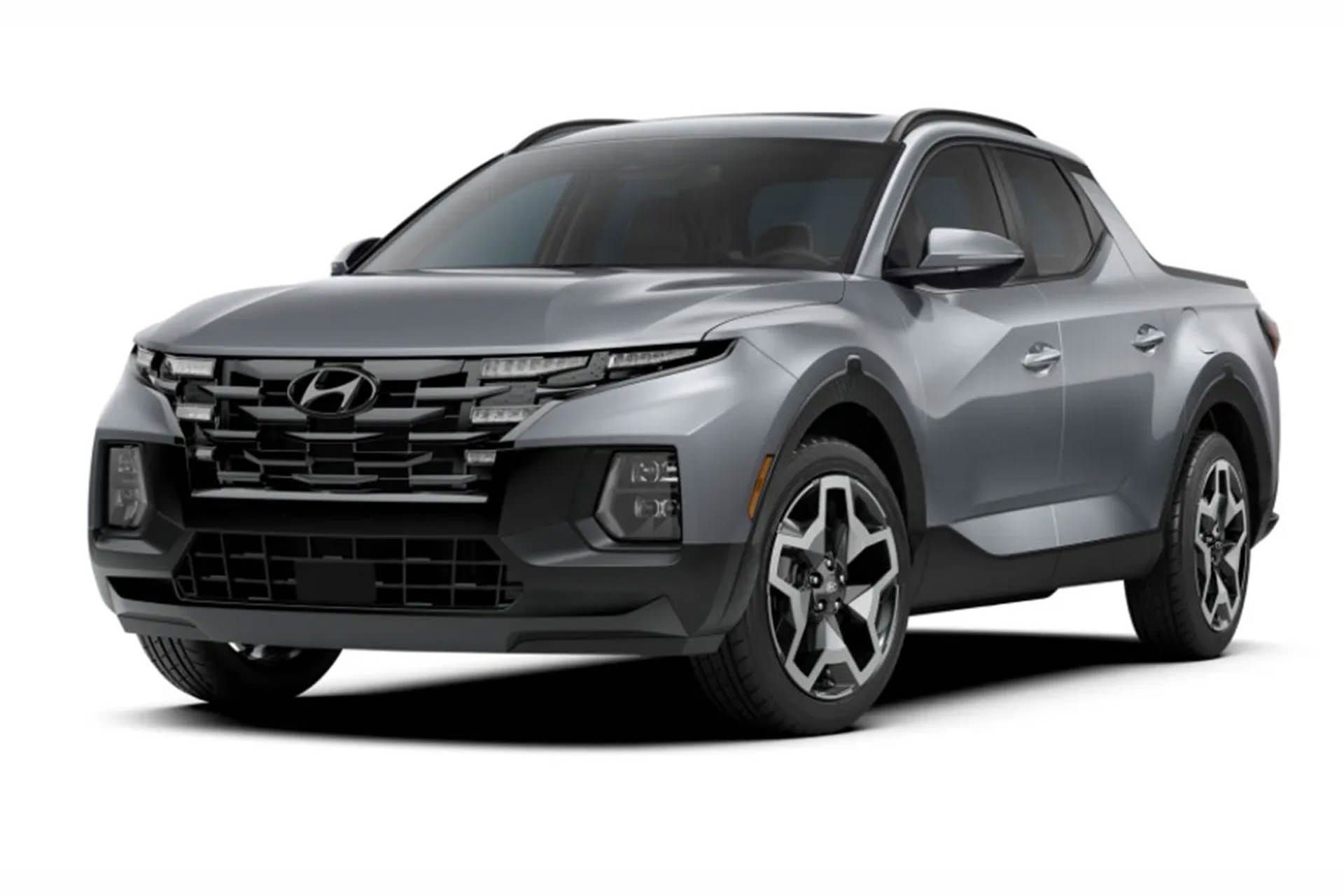 نمای سه چهارم وانت پیکاپ هیوندای سانتاکروز / 2022 Hyundai Santa Cruz خاکستری رنگ