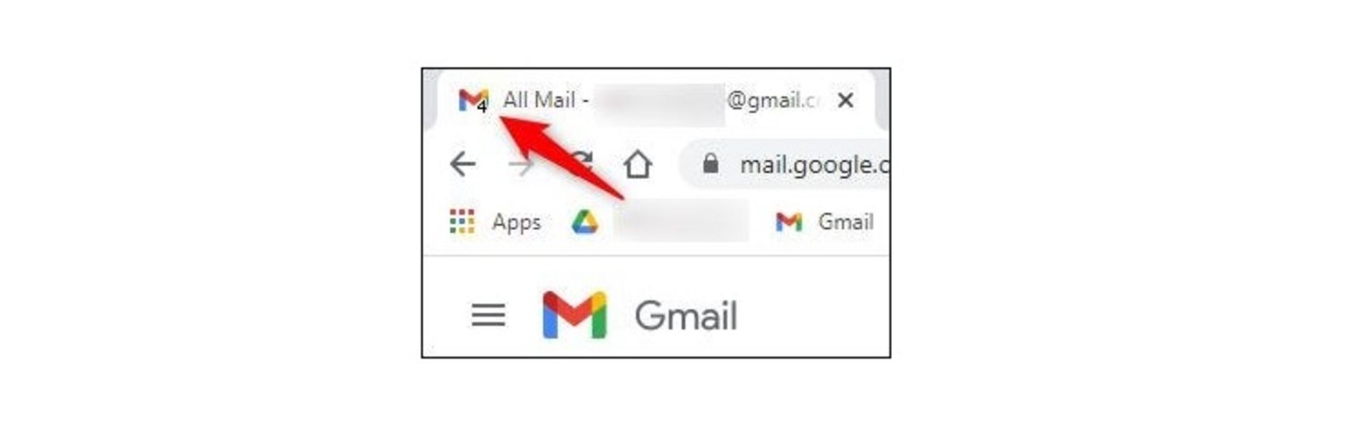 تعداد ایمیل‌های خوانده‌نشده در تب مرورگر