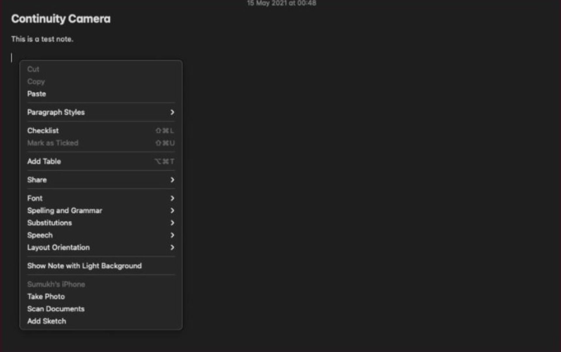 Continuity Camera و اسکن مدارک