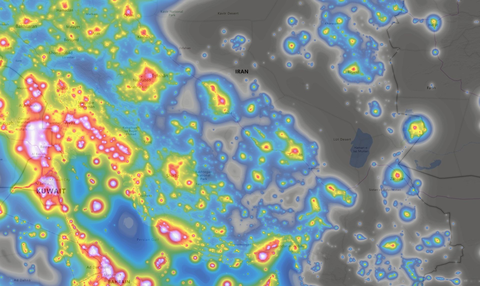 نقشه آلودگی نوری